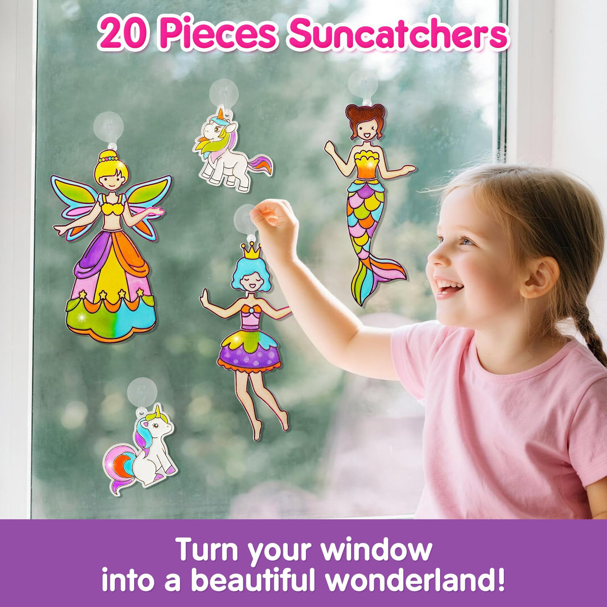 Mocoosy Princess Window Art Kit – DIY Suncatchers for Kids Aged 4-8