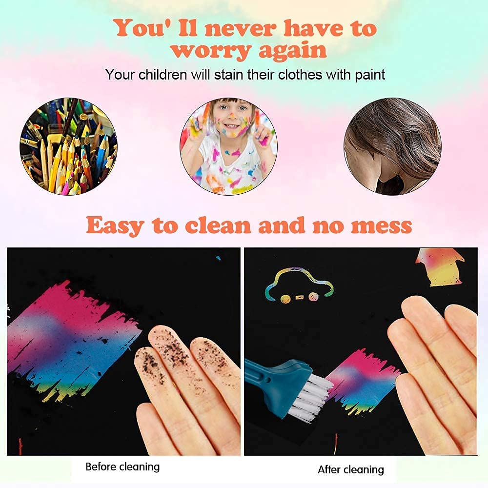 Mocoosy Rainbow Scratch Art Paper Set – 60 Pcs Kit with Stencils & Wooden Stylus