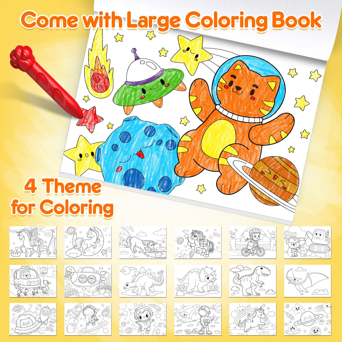 Mocoosy 18 Colors Jumbo Crayons for Toddlers – Washable, Non-Toxic Coloring Set with Coloring Book (Ages 18m+)