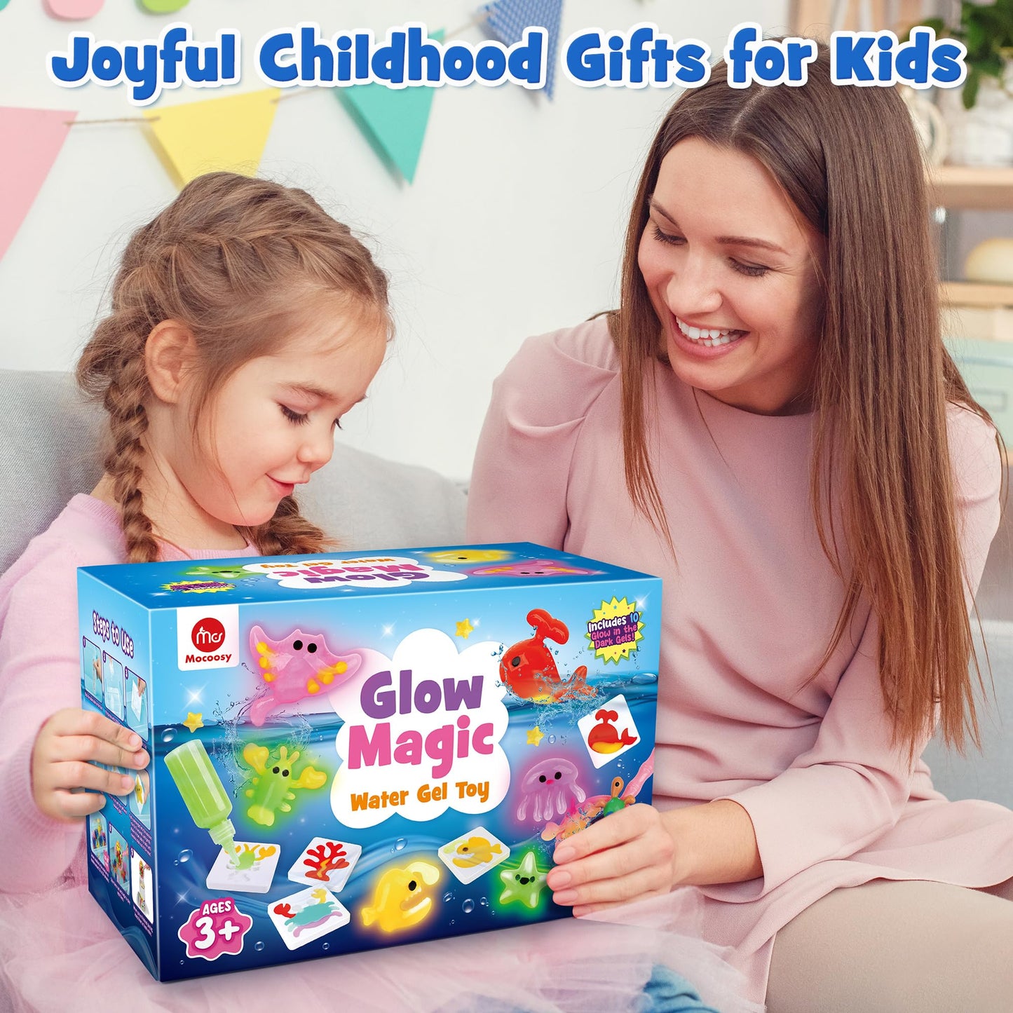 Mocoosy Magic Water Elf Toy Kit for Kids — Glow-in-the-Dark Aqua Gel Kit with 20 Gels & 16 Molds