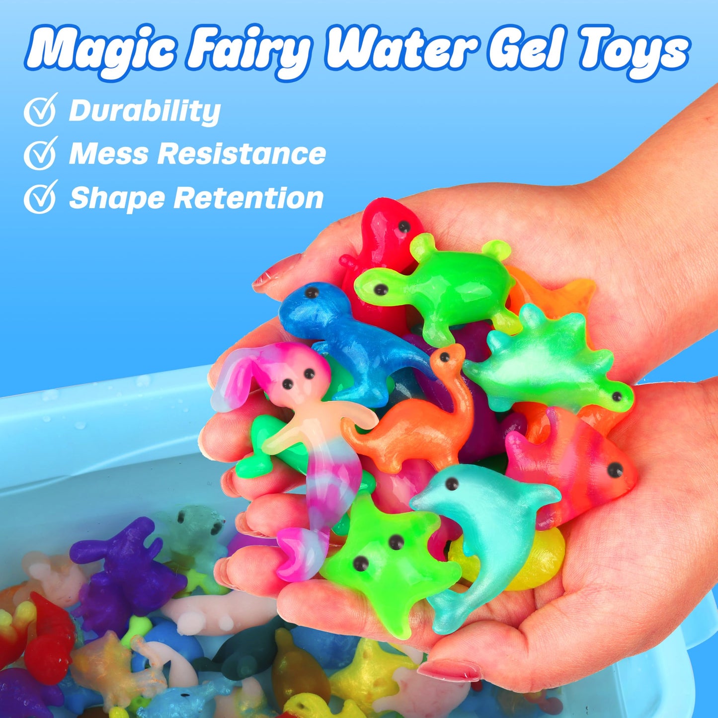Mocoosy 20 Colors Magic Water Gel Kit for Kids – 16 Molds, 20 Aqua Gels, DIY Squishy Crafts