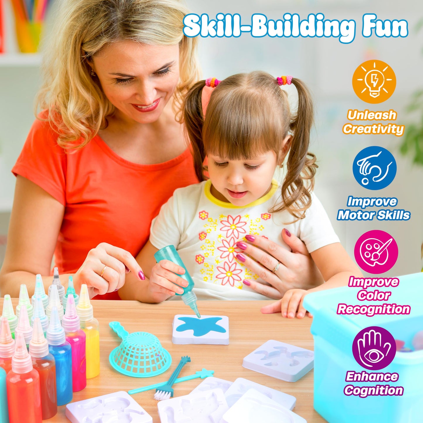 Mocoosy 20 Colors Magic Water Gel Kit for Kids – 16 Molds, 20 Aqua Gels, DIY Squishy Crafts