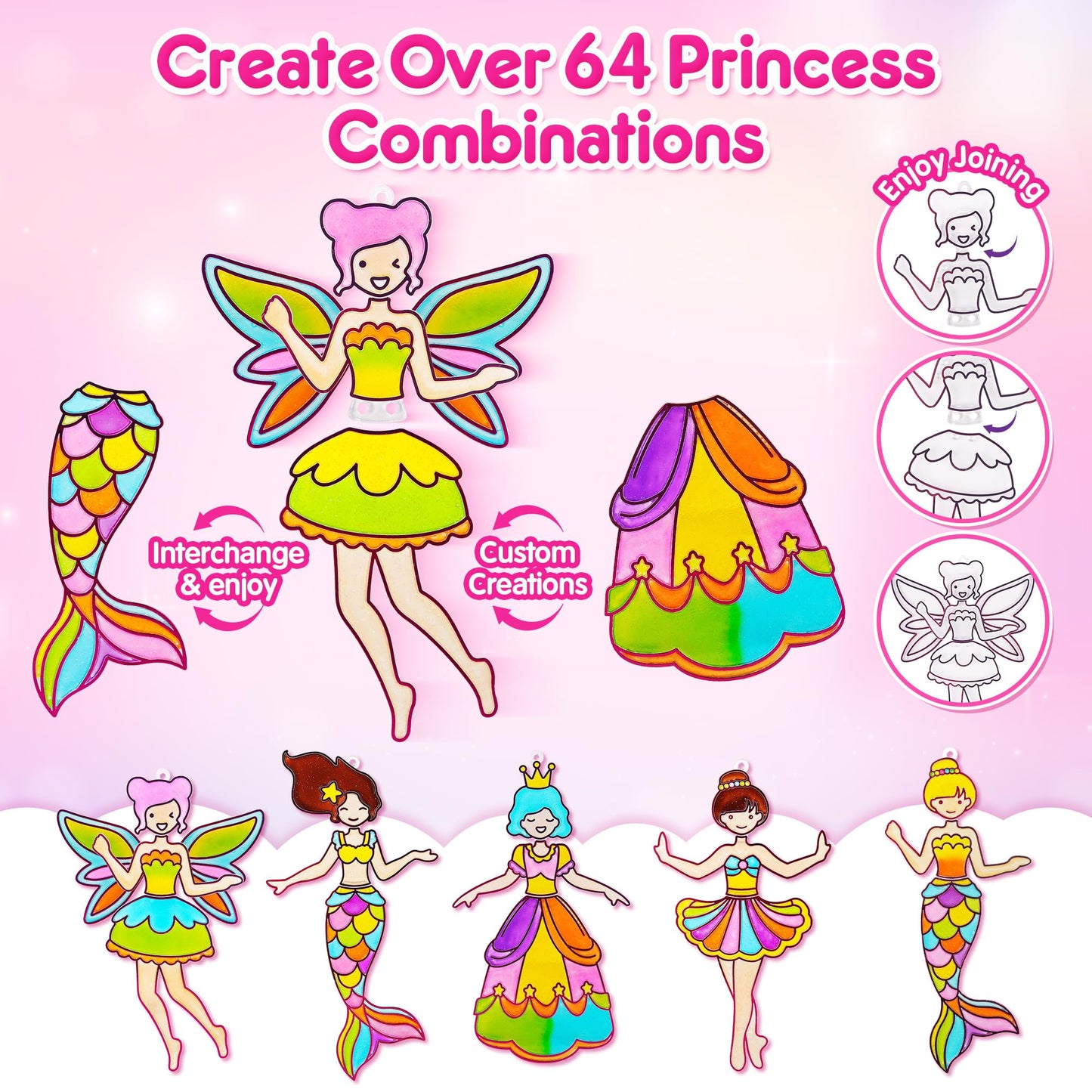 Mocoosy Princess Window Art Kit – DIY Suncatchers for Kids Aged 4-8