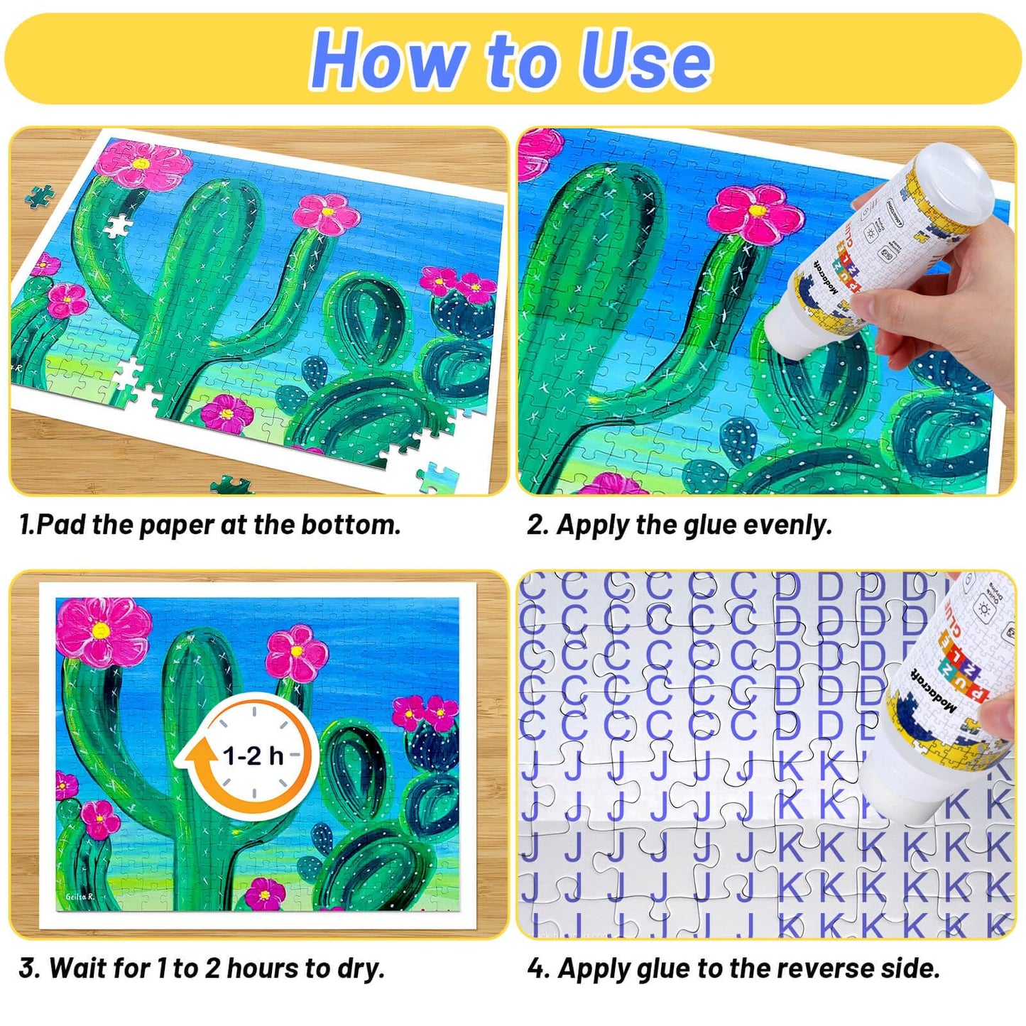 Modacraft 2-Pack 120ml Jigsaw Glue with Sponge Head – Clear, Quick-Dry, Safe PVA, 240ml Total