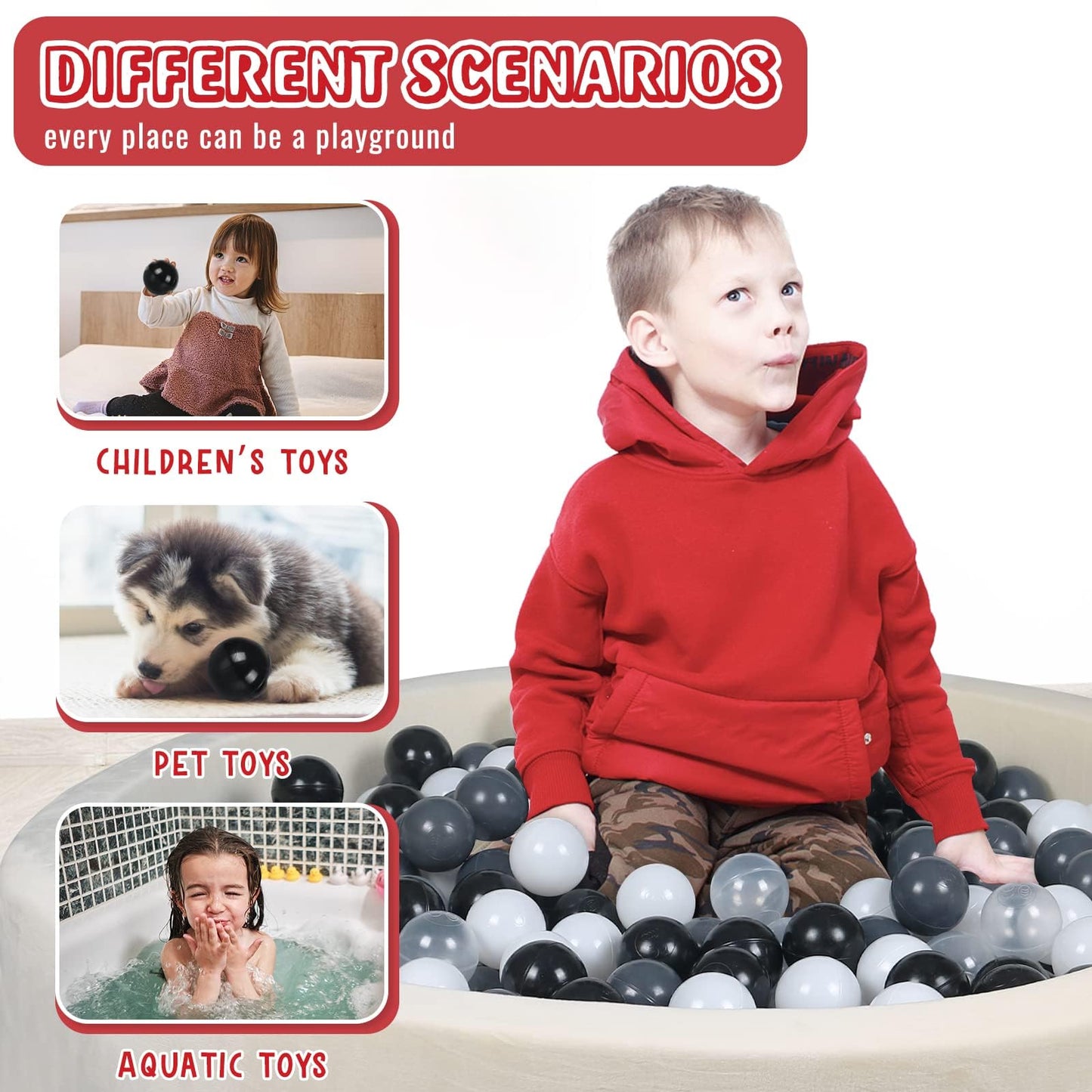 MODEREVE 100 Pack Ball Set – Colorful Ball Pit Balls for Ball Pits, Tents & Playhouses