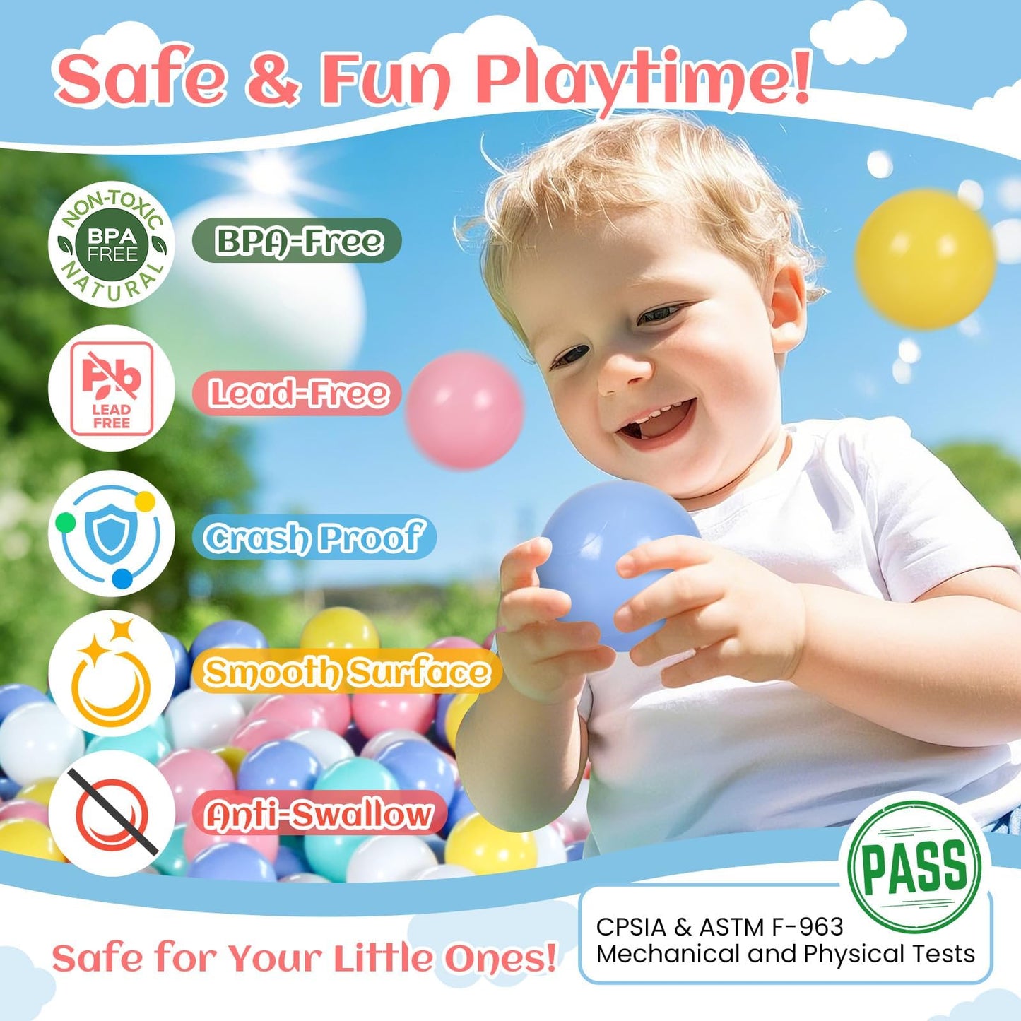 MODEREVE Ball Pit Balls 100-Pack – 2.17-inch, Crush-Proof & Non-Toxic
