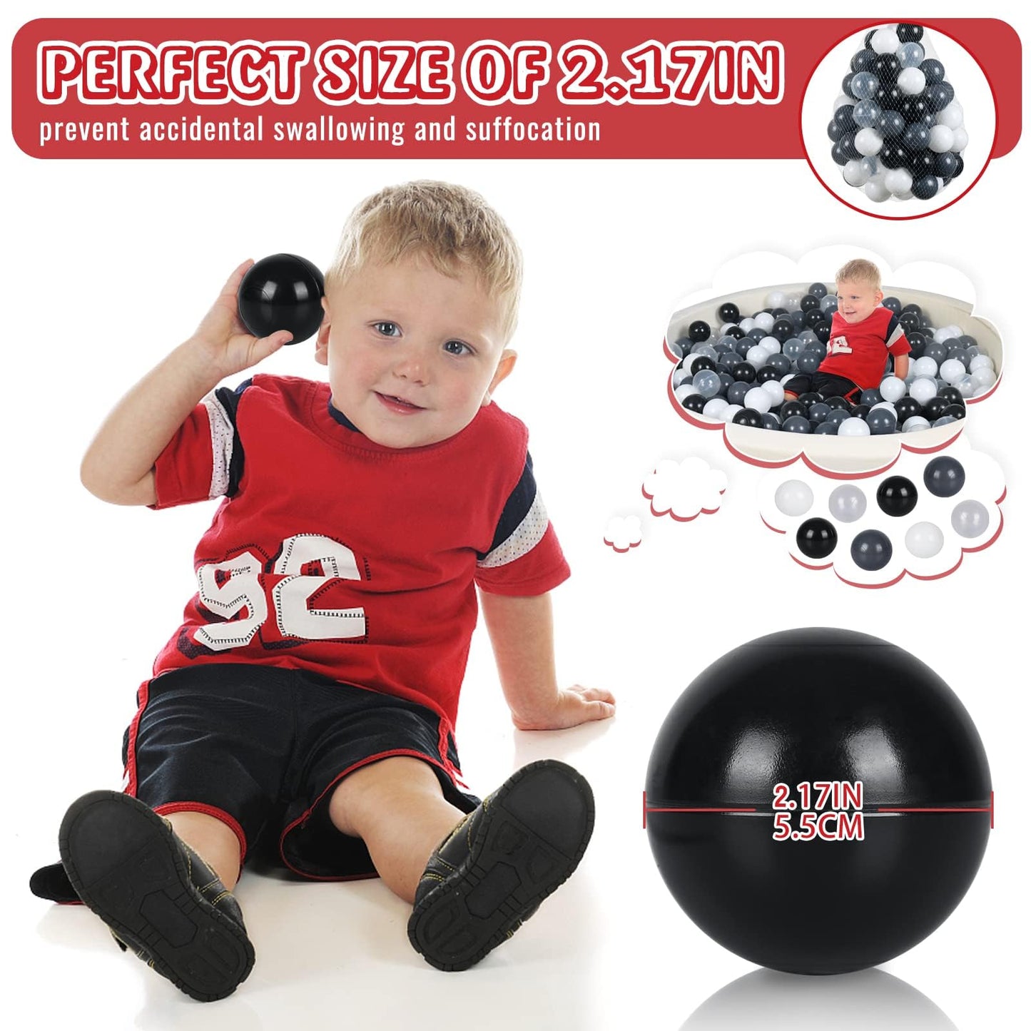 MODEREVE 100 Pack Ball Set – Colorful Ball Pit Balls for Ball Pits, Tents & Playhouses