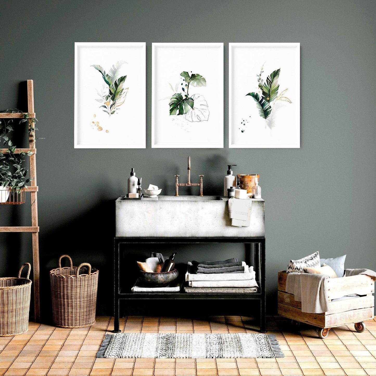pictures for bathrooms wall - set of 3 wall art