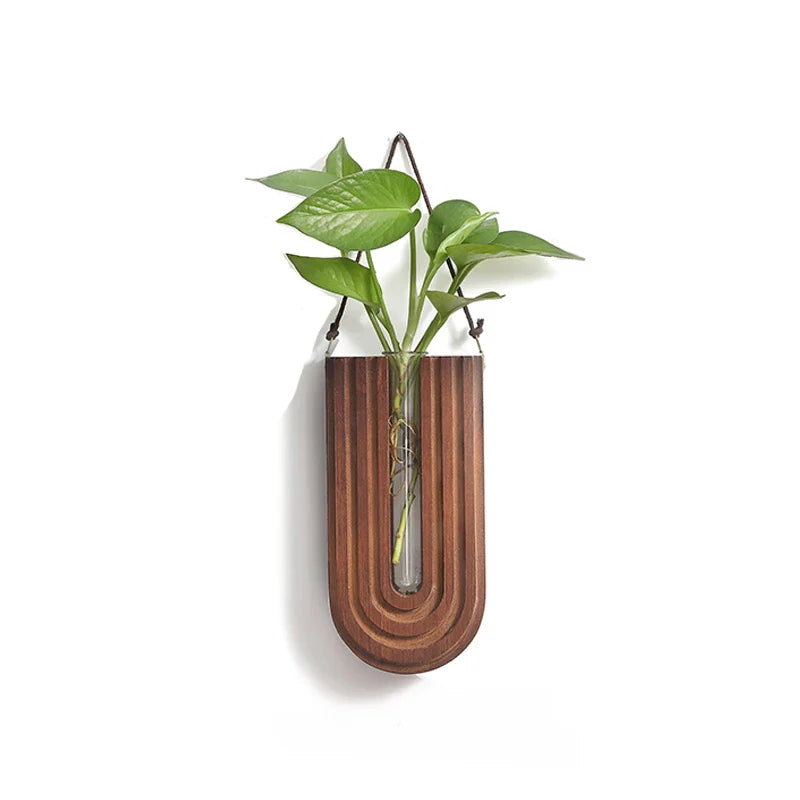 Modern Wooden Wall Vase – Hanging Flower Holder, Nordic Home Decor