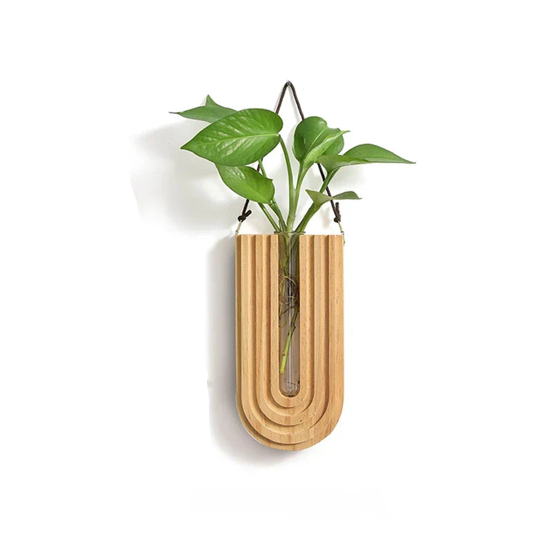 Modern Wooden Wall Vase – Hanging Flower Holder, Nordic Home Decor