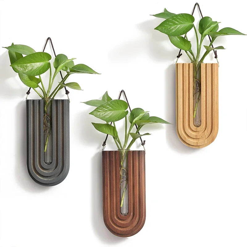 Modern Wooden Wall Vase – Hanging Flower Holder, Nordic Home Decor