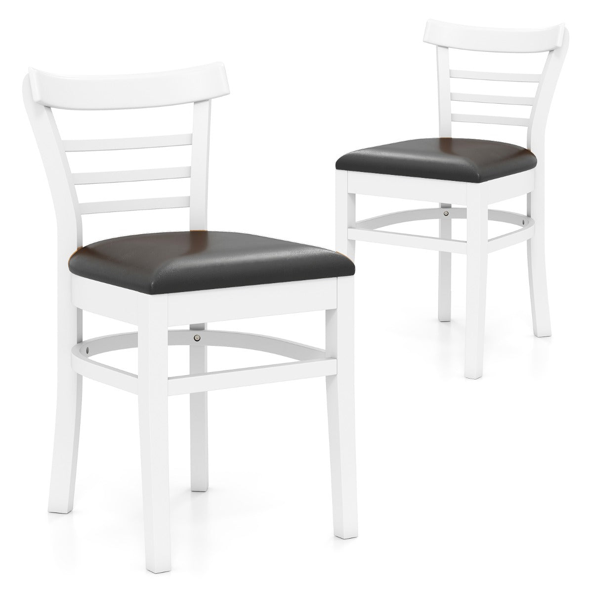 Modern Dining Chair Set of 2 with Rubber Wood Legs and Padded Seat-Brown