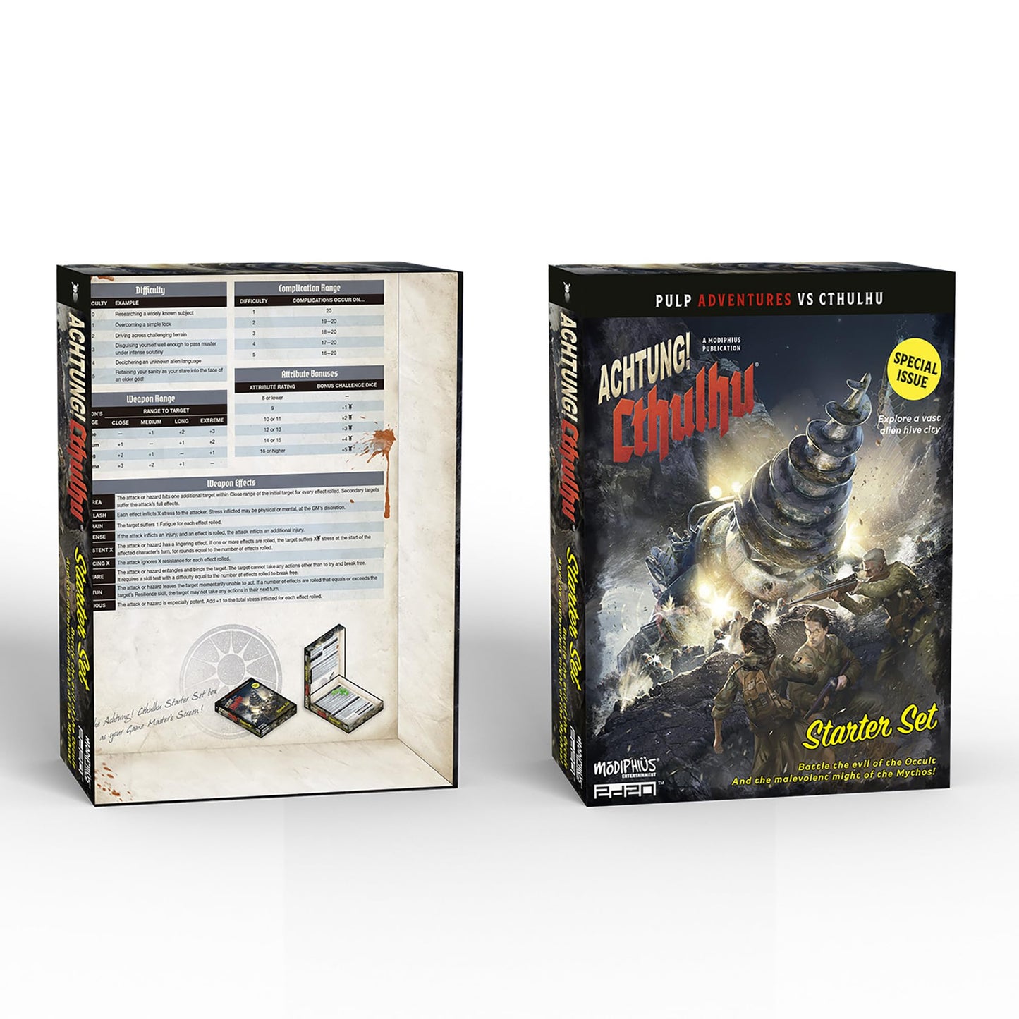Modiphius Achtung! Cthulhu Starter Set – 2d20 RPG Boxed Set with Maps, Dice, and Pre-Generated Characters