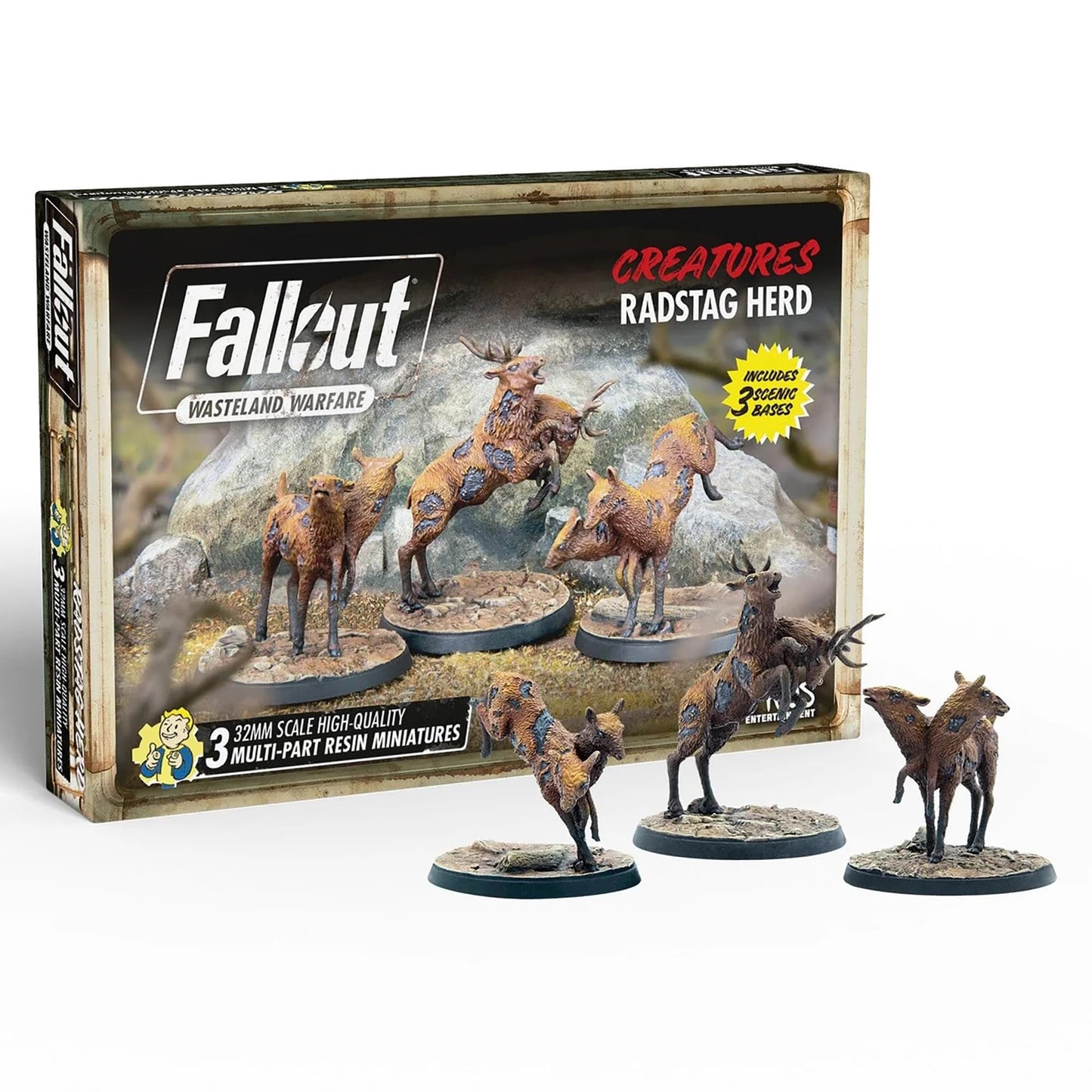 Modiphius Fallout: Wasteland Warfare – Radstag Herd Minis (3 Resin Figures)