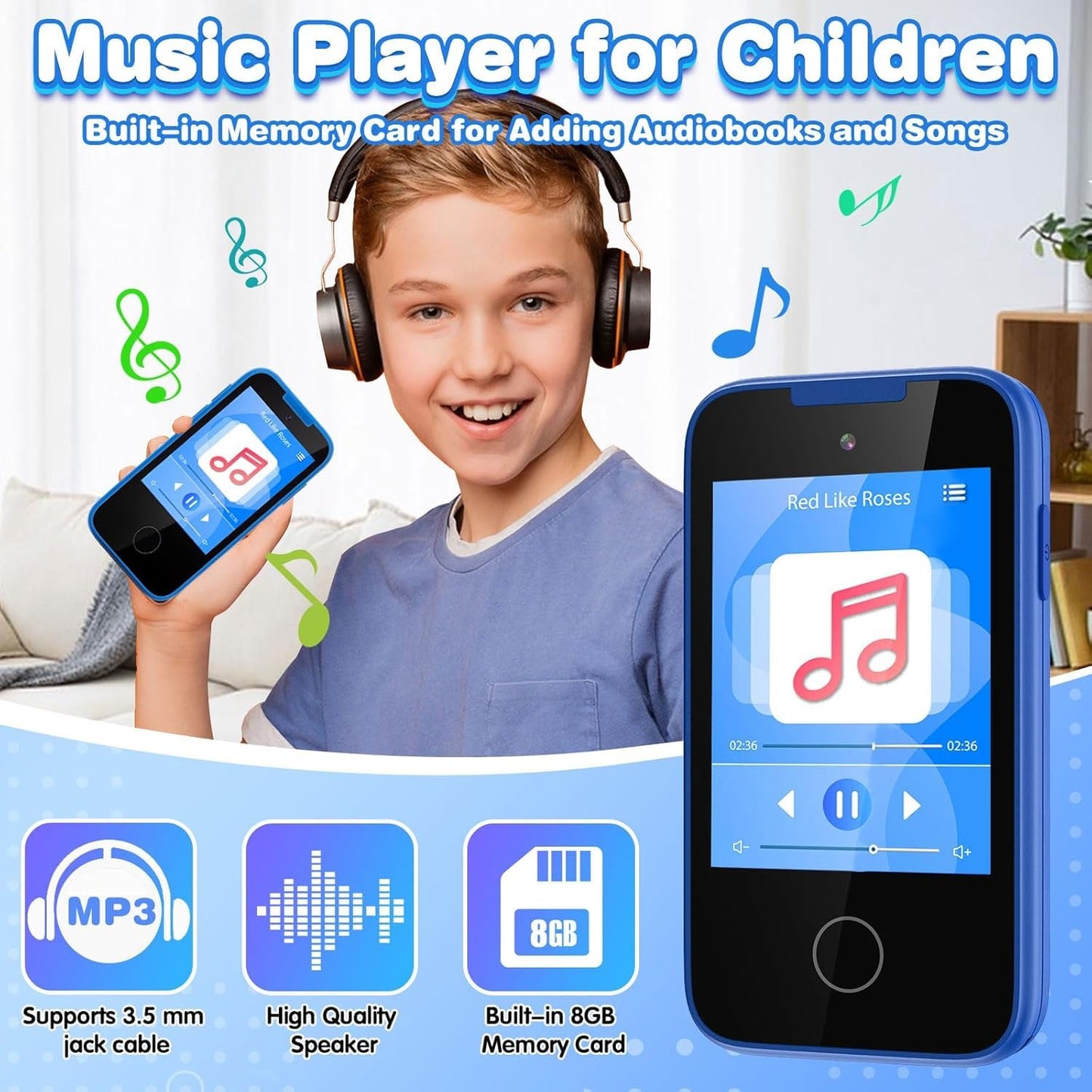 MOFGDNI Kids Phone: Dual Camera Toy Phone with Learning Games for Ages 3-8