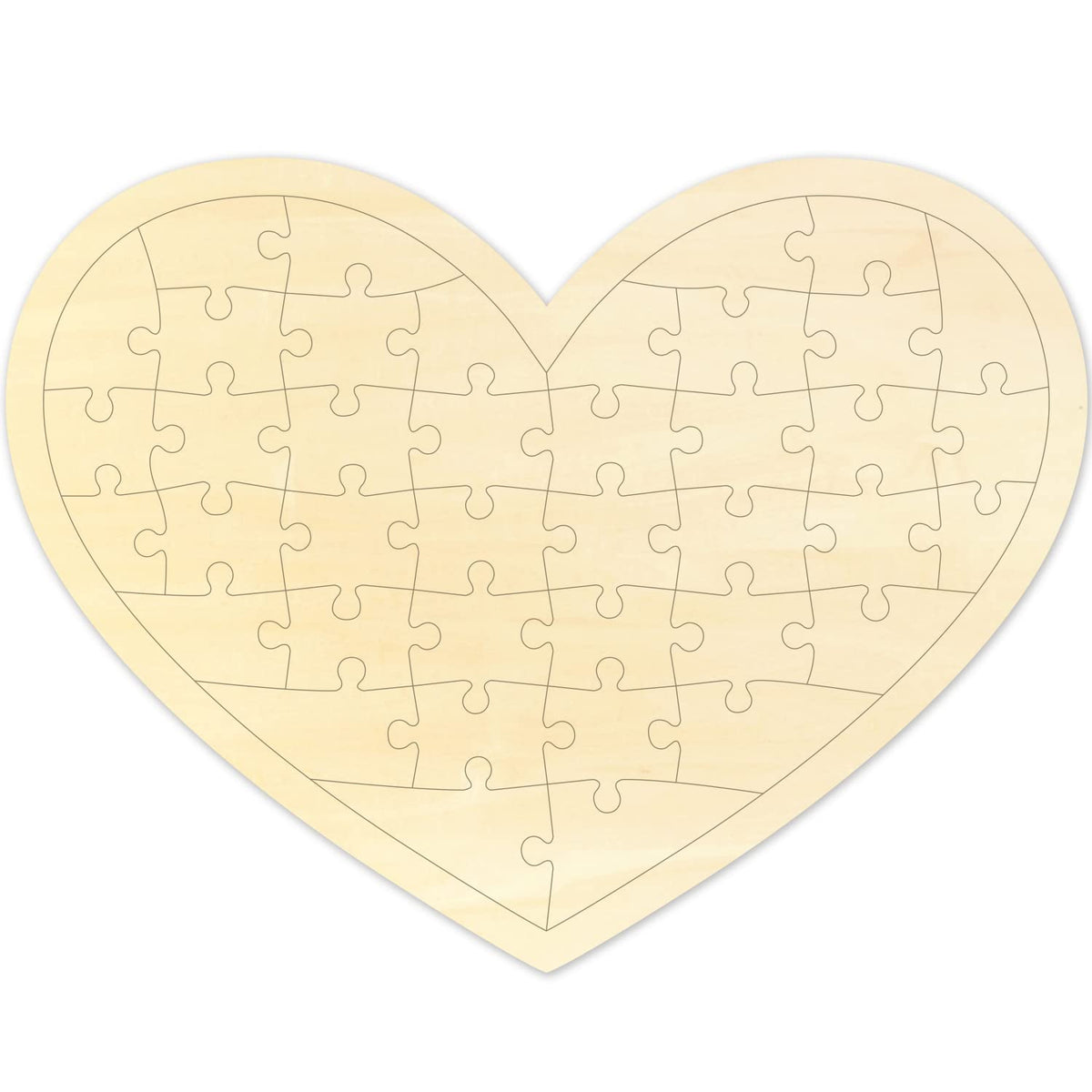 MoinKidz Blank Heart Puzzle – 40-Piece Wooden Jigsaw with Tray, DIY Craft Kit 11.2 x 8.4 in