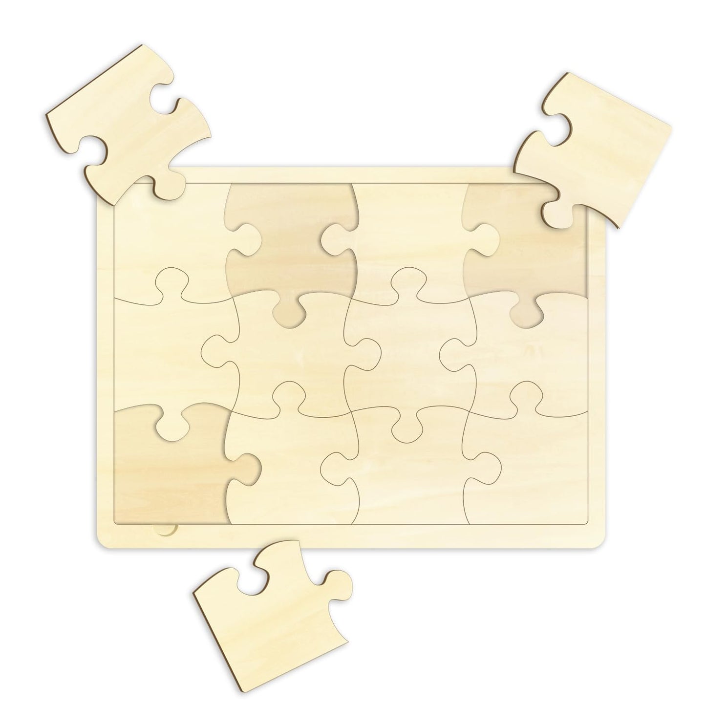 MoinKidz Blank Wooden Puzzle 12 Pieces Draw On Puzzle for Crafts and DIY