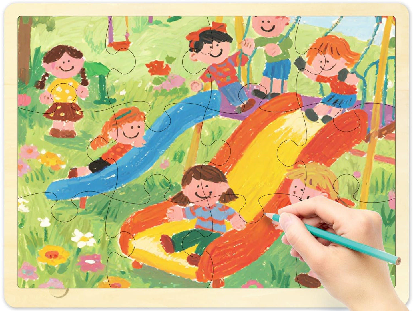 MoinKidz Blank Wooden Puzzle 12 Pieces Draw On Puzzle for Crafts and DIY