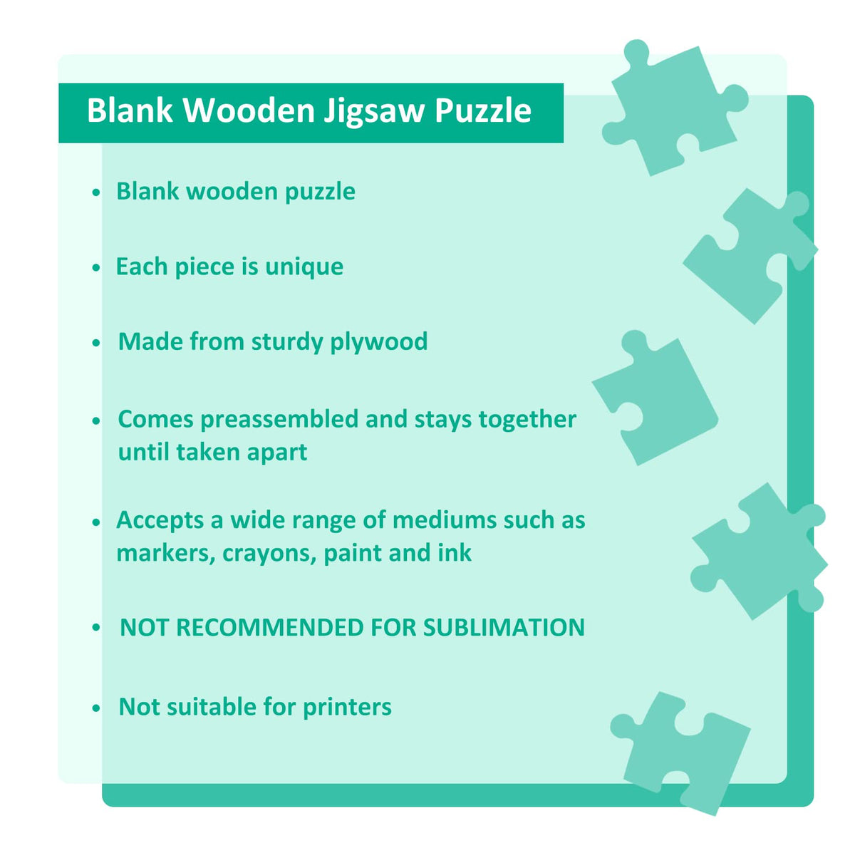 MoinKidz Blank Heart Puzzle – 40-Piece Wooden Jigsaw with Tray, DIY Craft Kit 11.2 x 8.4 in