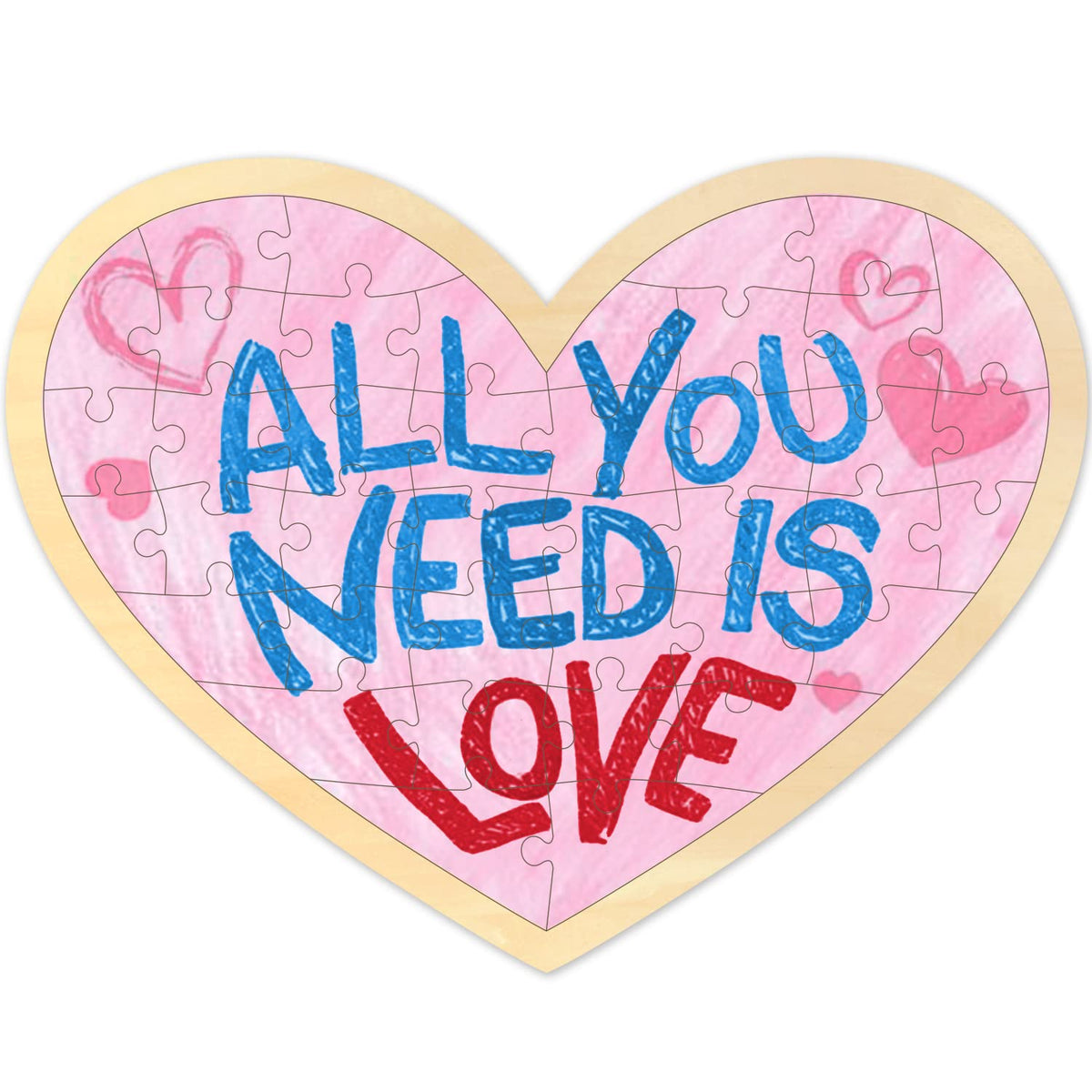 MoinKidz Blank Heart Puzzle – 40-Piece Wooden Jigsaw with Tray, DIY Craft Kit 11.2 x 8.4 in