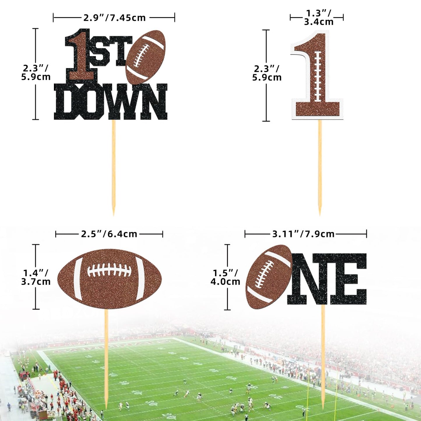 Moitkptt 24Pcs Football 1st Birthday Cupcake Toppers | Football Baby Shower Decorations