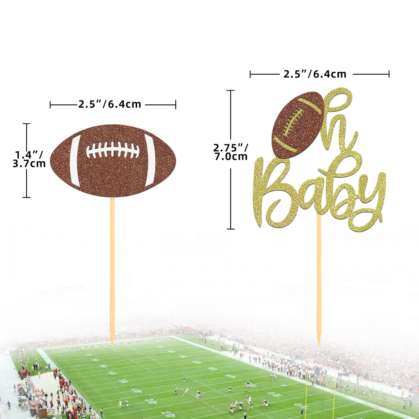 Moitkptt 24Pcs Oh Baby Football Cupcake Toppers for Baby Shower Party Decor