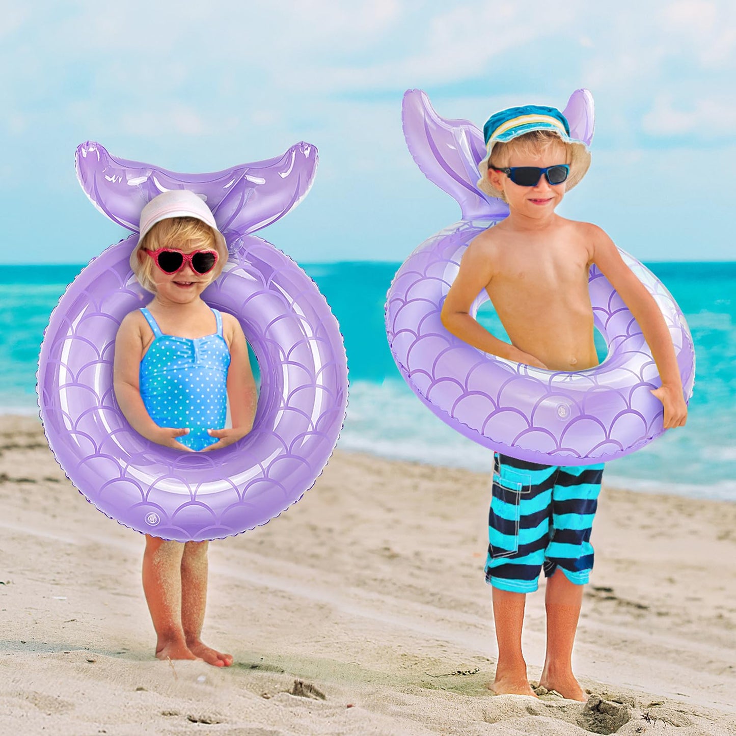 MoKo Inflatable Swimming Ring for Kids – Purple Pool Float with High Visibility & Durable PVC