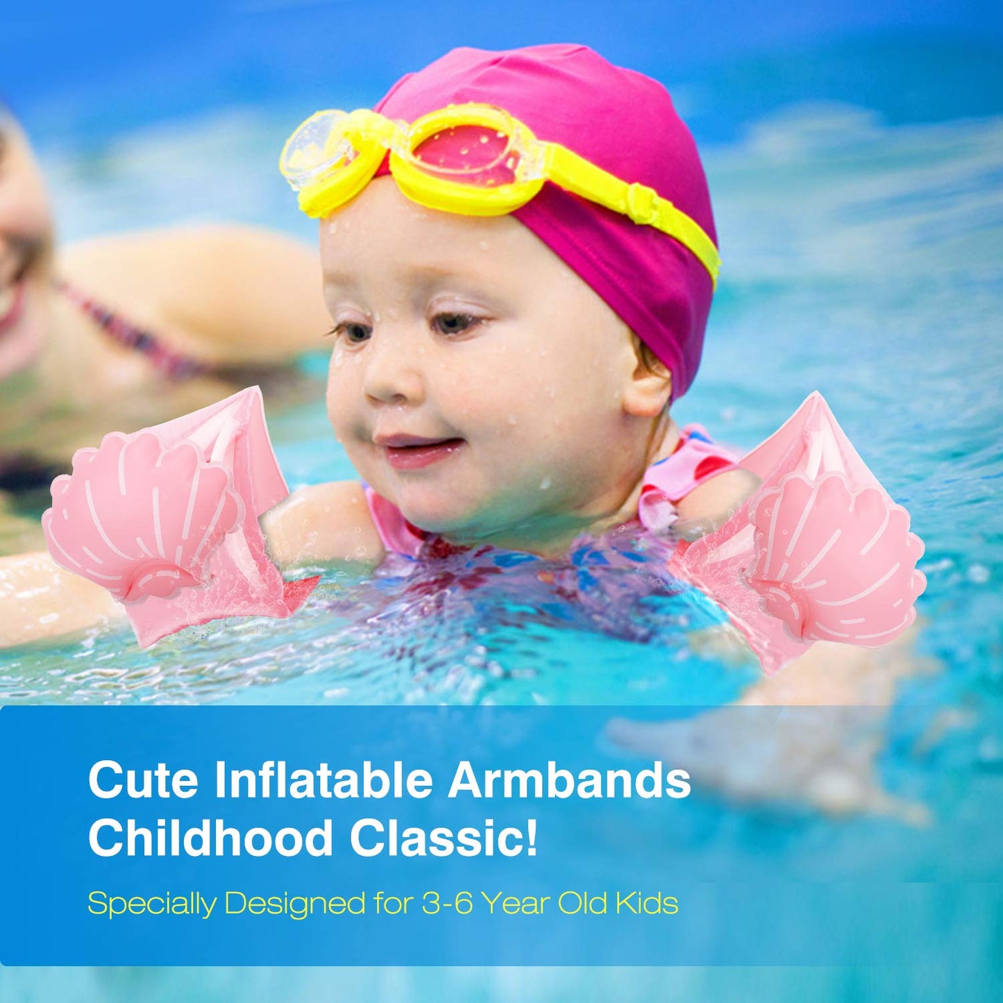 MoKo Kids Arm Bands for Learning to Swim – Inflatable Pool Floaties for Ages 3 to 6