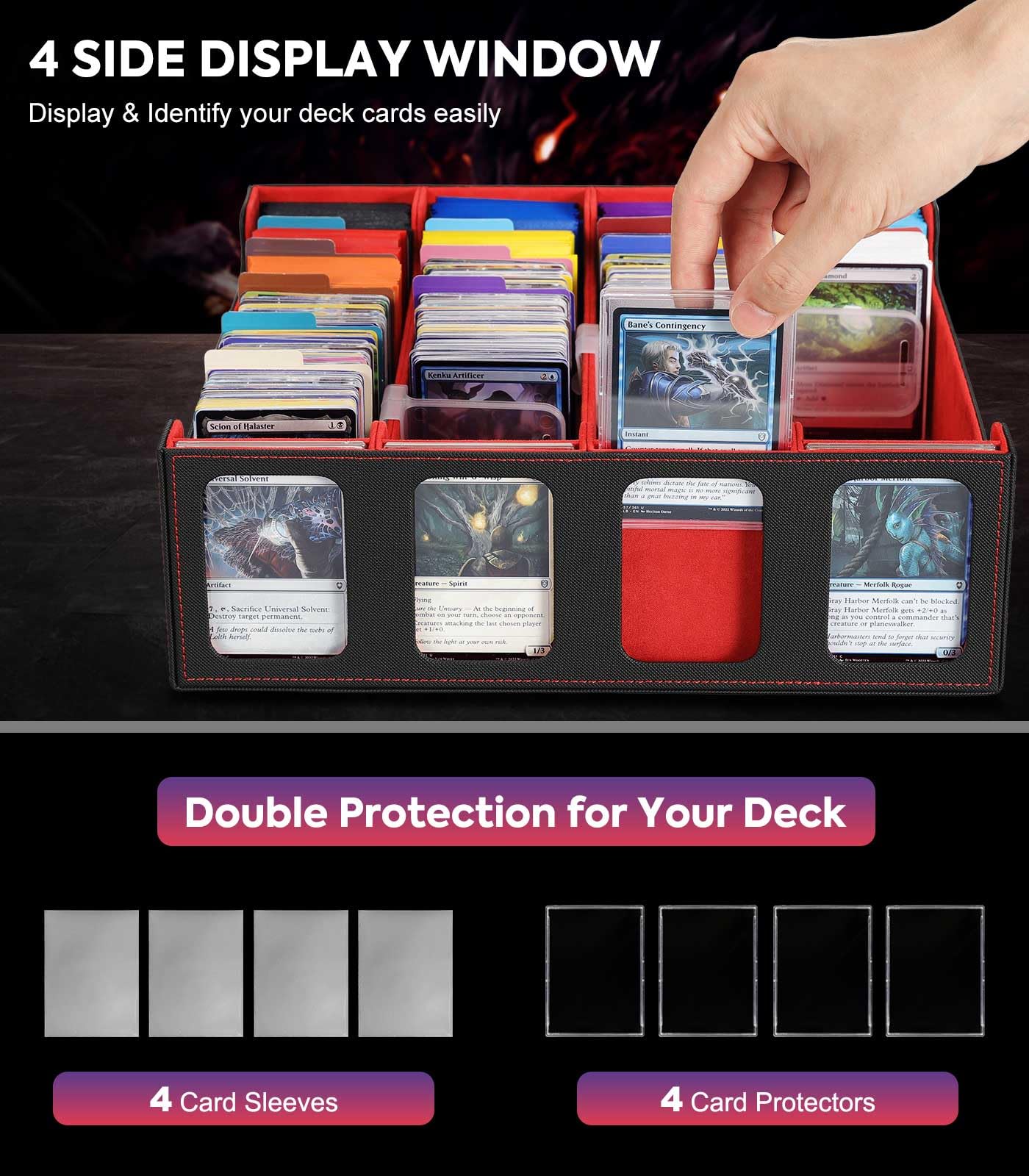 MoKo Card Storage Box: 3000+ Cards, 24 Dividers, 4 Supports, 4 Display Windows