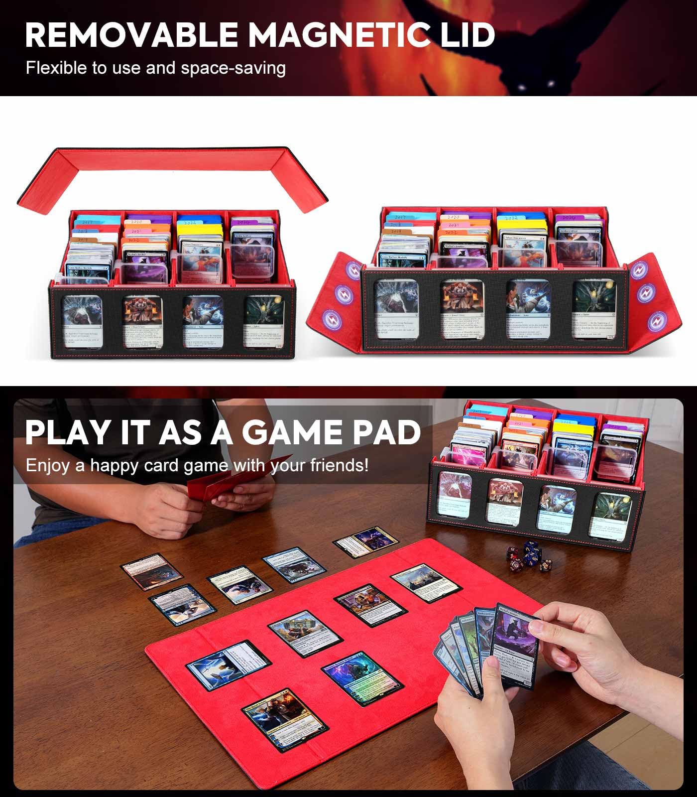 MoKo Card Storage Box: 3000+ Cards, 24 Dividers, 4 Supports, 4 Display Windows