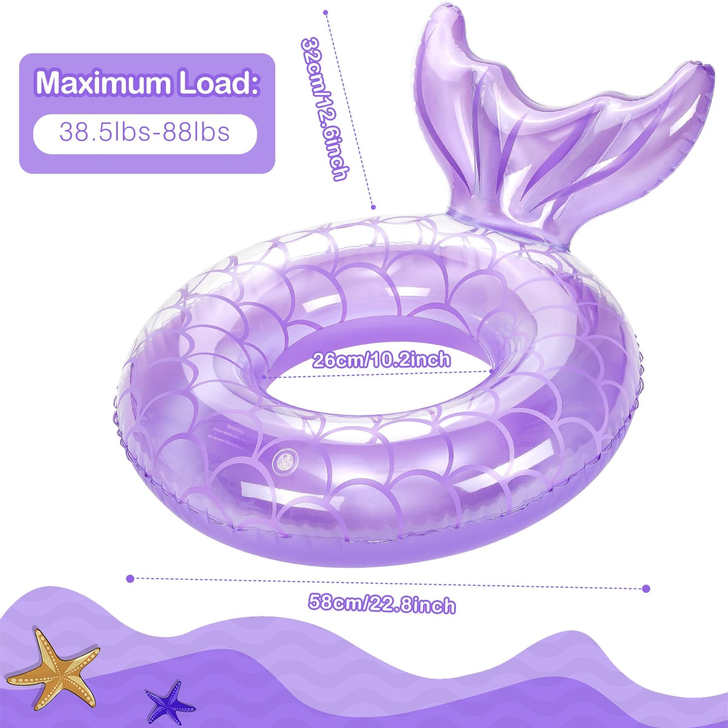 MoKo Inflatable Swimming Ring for Kids – Purple Pool Float with High Visibility & Durable PVC