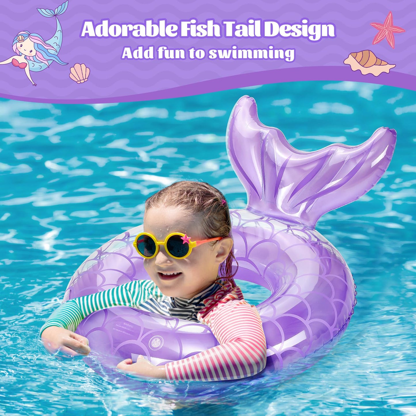 MoKo Inflatable Swimming Ring for Kids – Purple Pool Float with High Visibility & Durable PVC