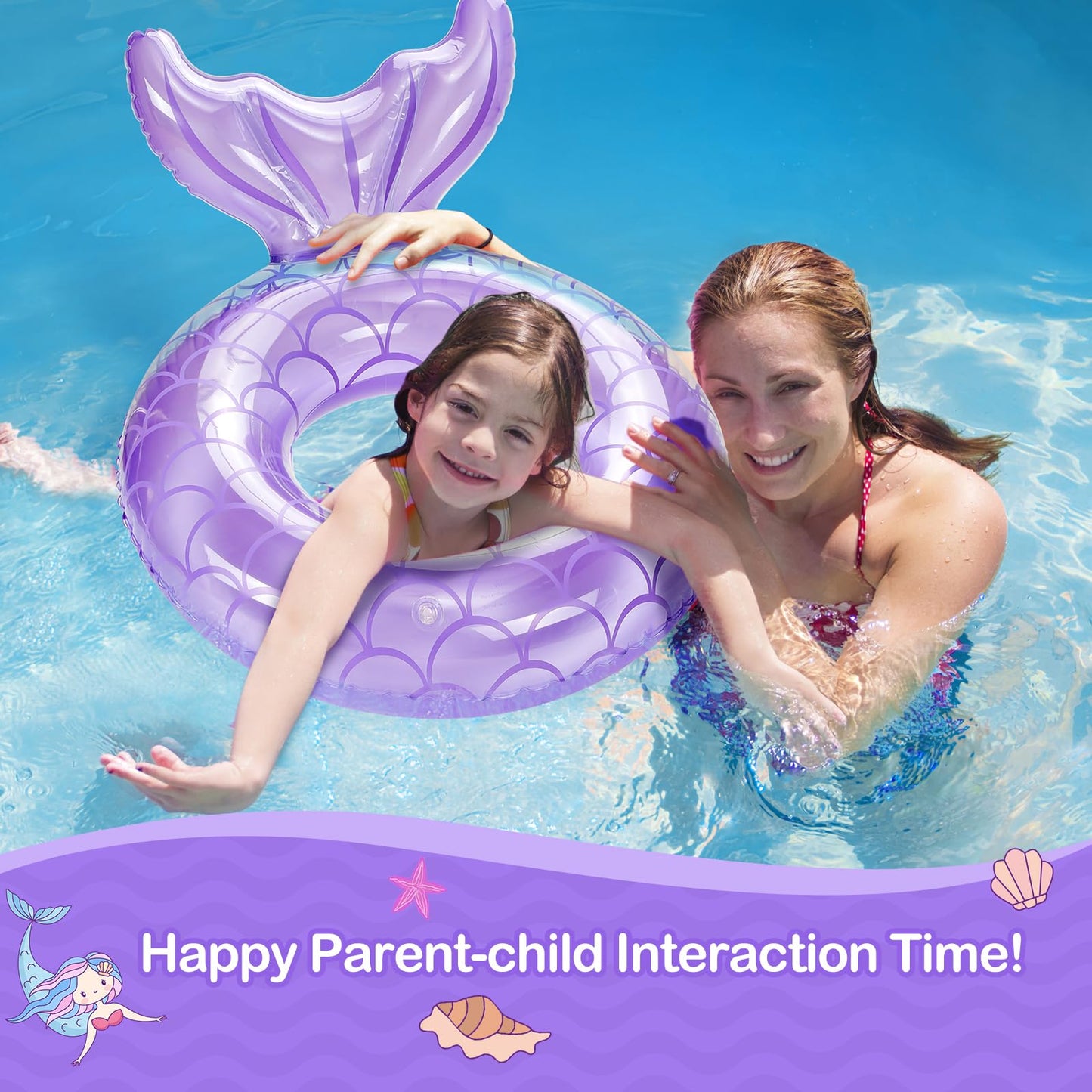 MoKo Inflatable Swimming Ring for Kids – Purple Pool Float with High Visibility & Durable PVC