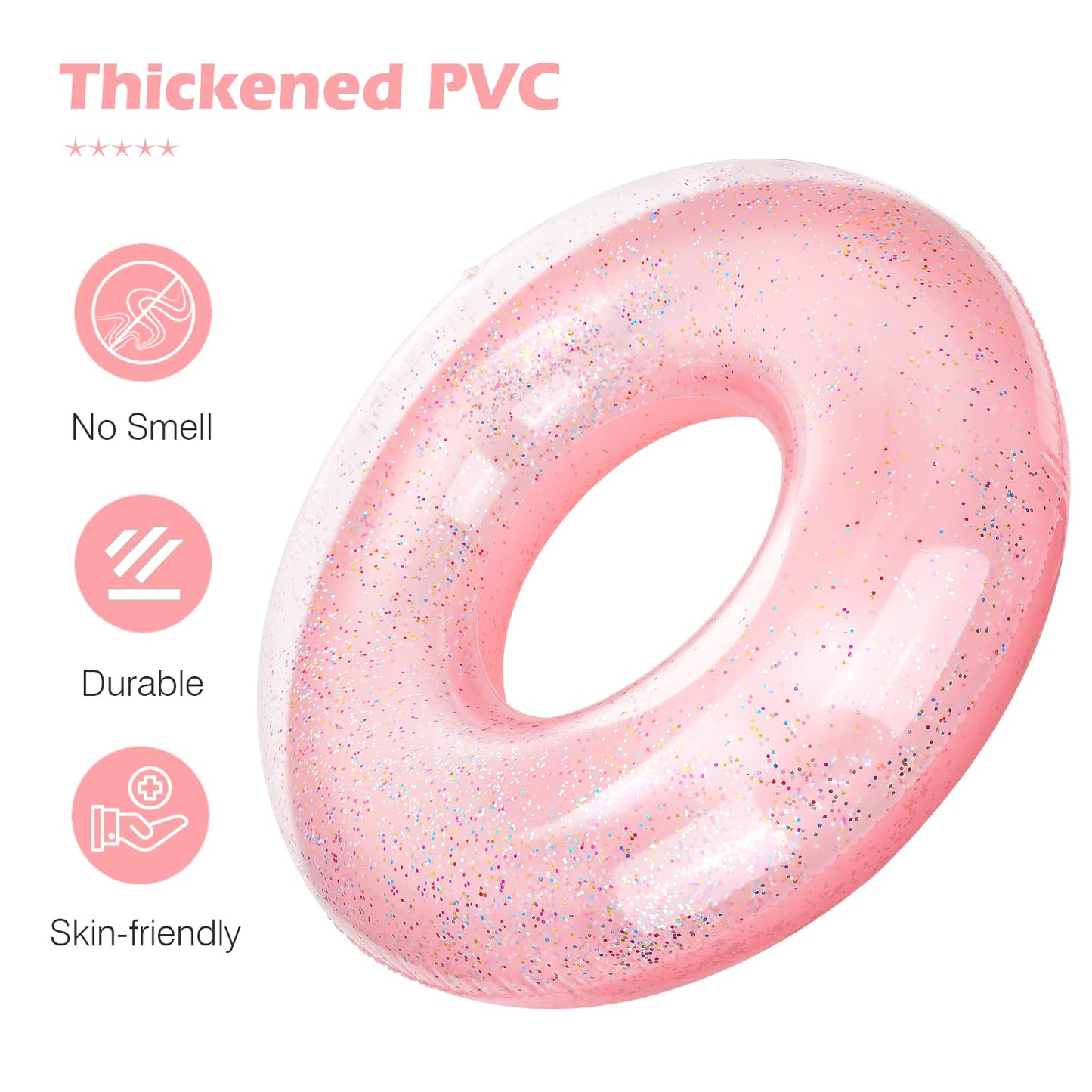 MoKo Glitter Rose Gold Swim Rings – 90cm Inflatable Pool Ring