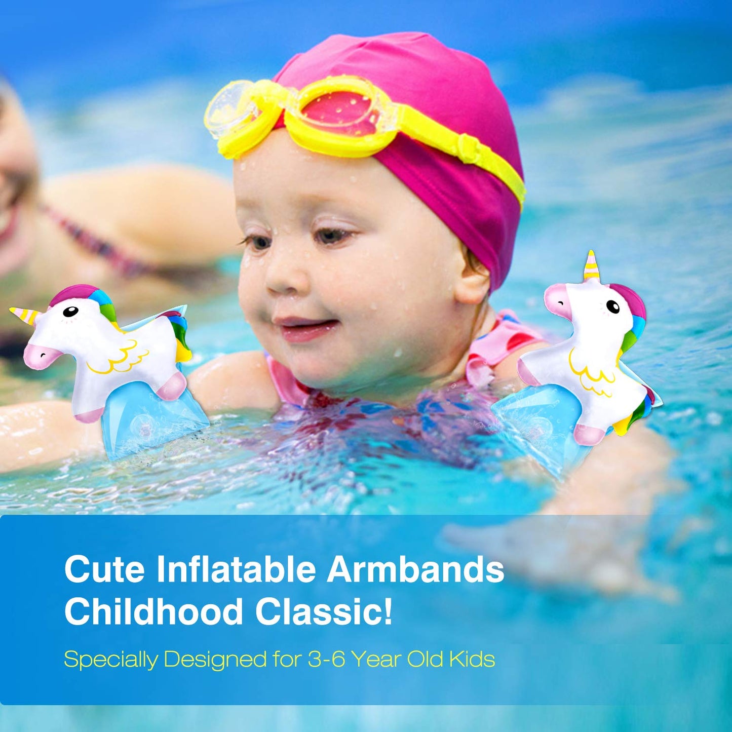 MoKo Swim Arm Bands for Kids – Unicorn Pattern Learn to Swim Floats