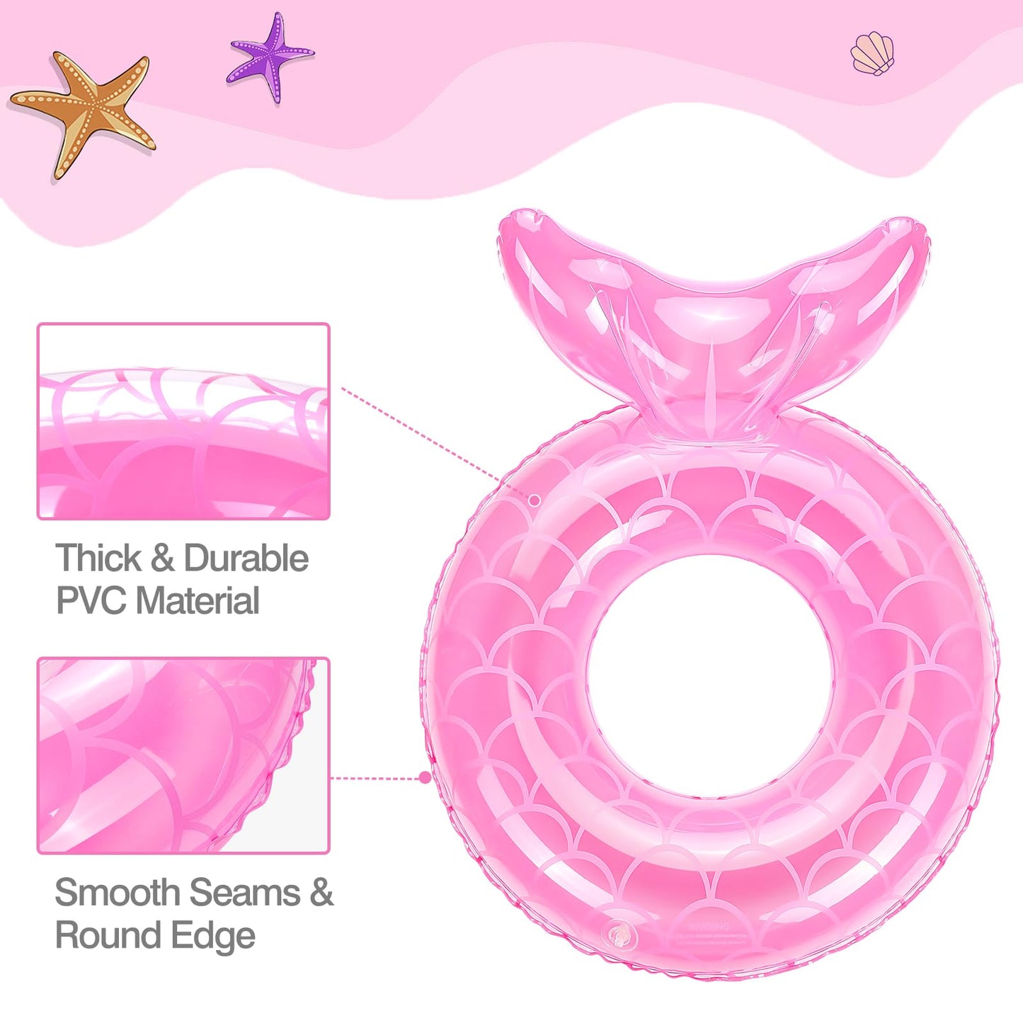 MoKo Inflatable Swimming Ring for Kids – Pink Pool Float Tube