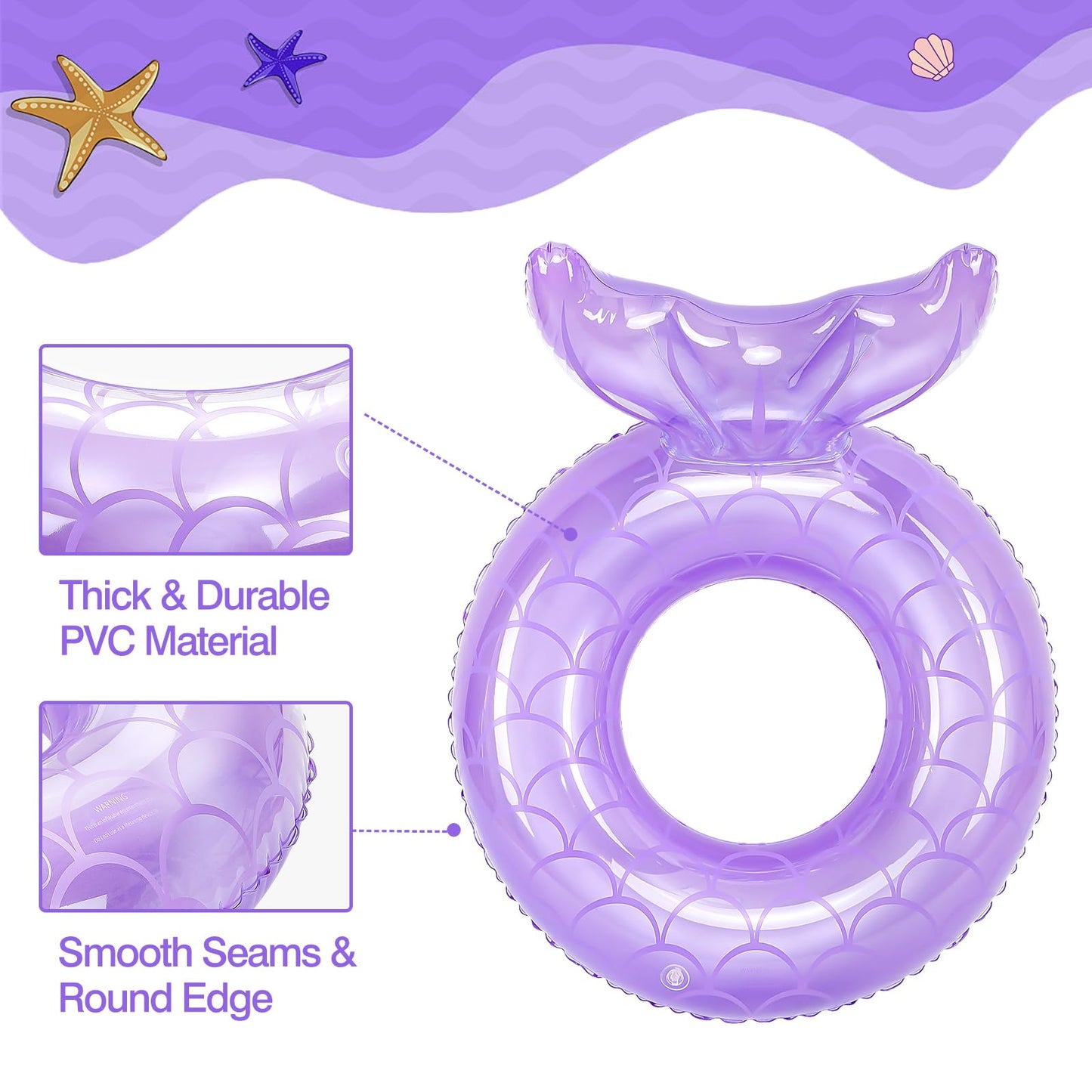 MoKo Inflatable Swimming Ring for Kids – Purple Pool Float with High Visibility & Durable PVC