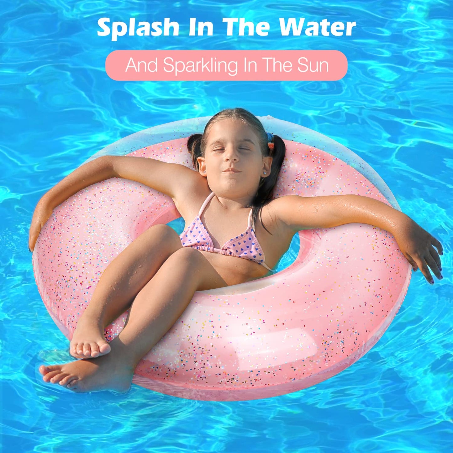 MoKo Glitter Rose Gold Swim Rings – 90cm Inflatable Pool Ring