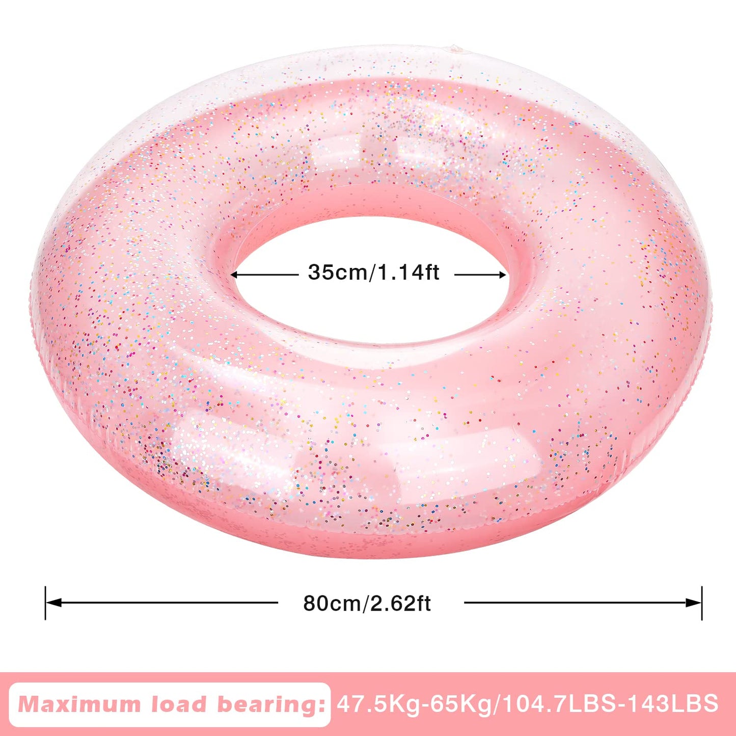 MoKo Glitter Rose Gold Swim Rings – 90cm Inflatable Pool Ring