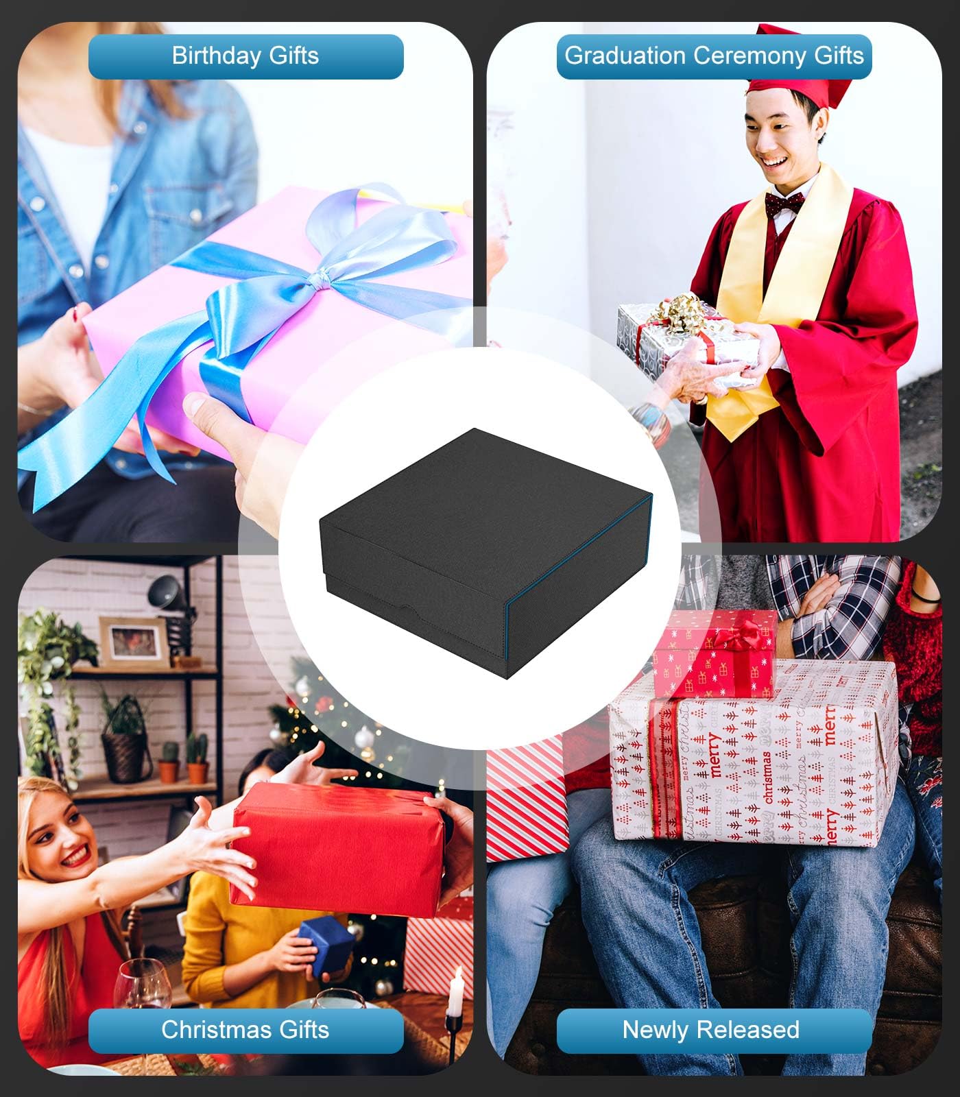 MoKo Trading Card Storage Box – 3000+ Capacity, 24 Dividers, 4 Card Supporters, Cyan