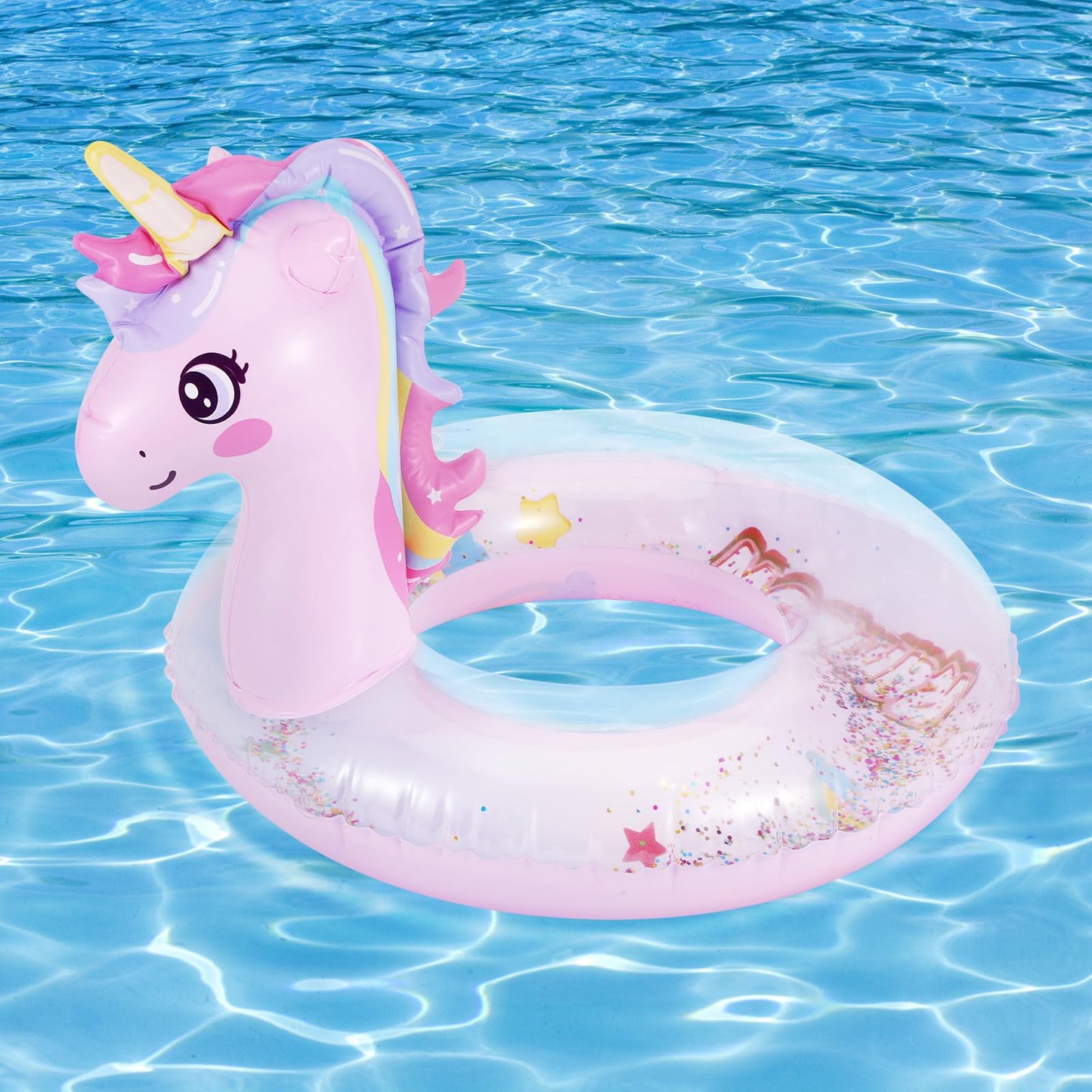 MoKo Unicorn Glitter Pool Float – Pink Sequin Swim Ring for Kids