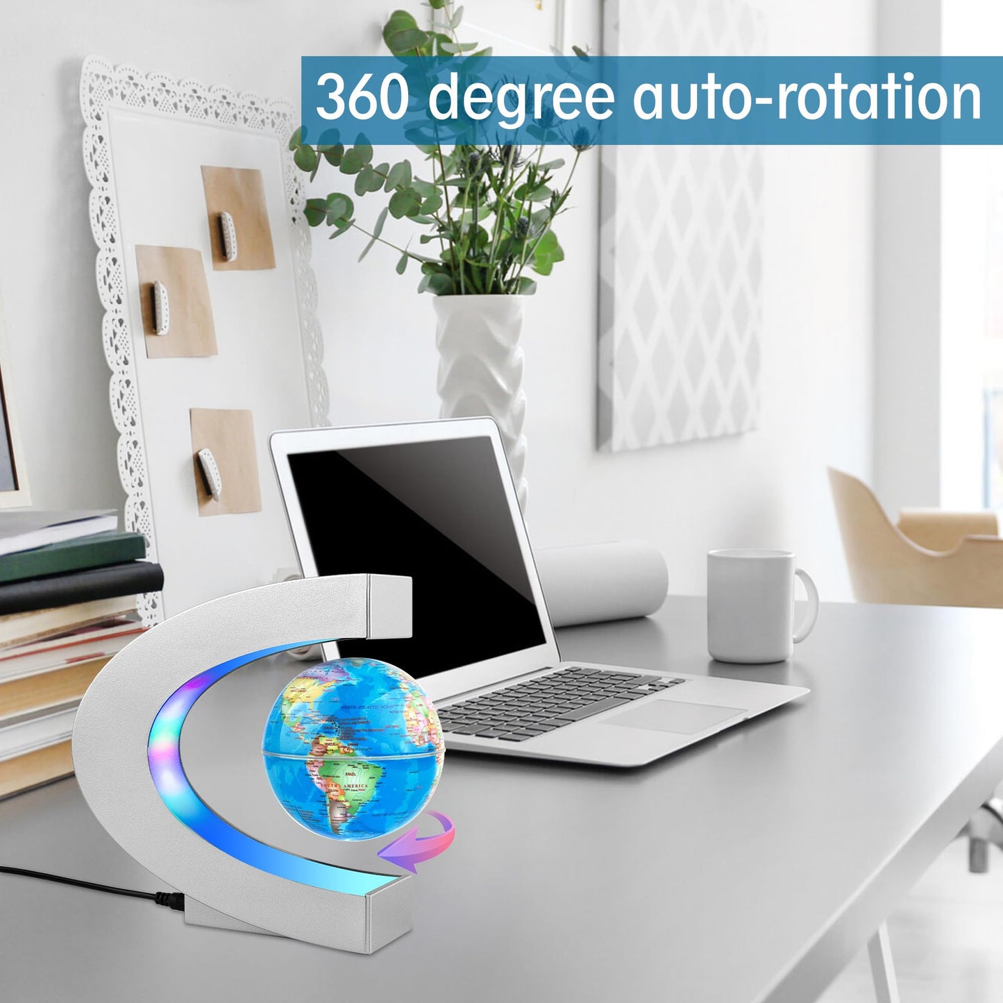 MOKOQI Magnetic Levitating Globe with LED Light – Floating World Desk Gadget