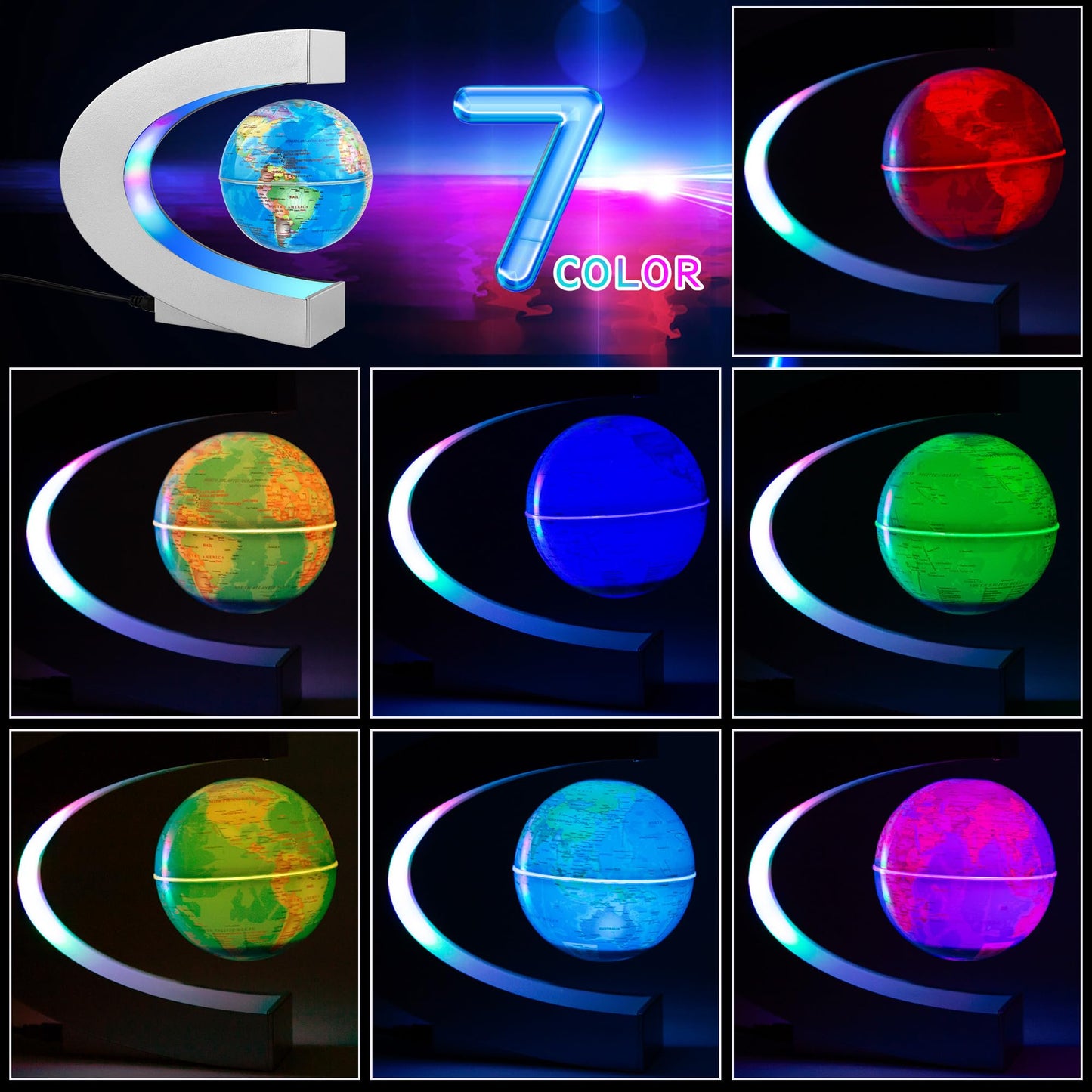 MOKOQI Magnetic Levitating Globe with LED Light – Floating World Desk Gadget