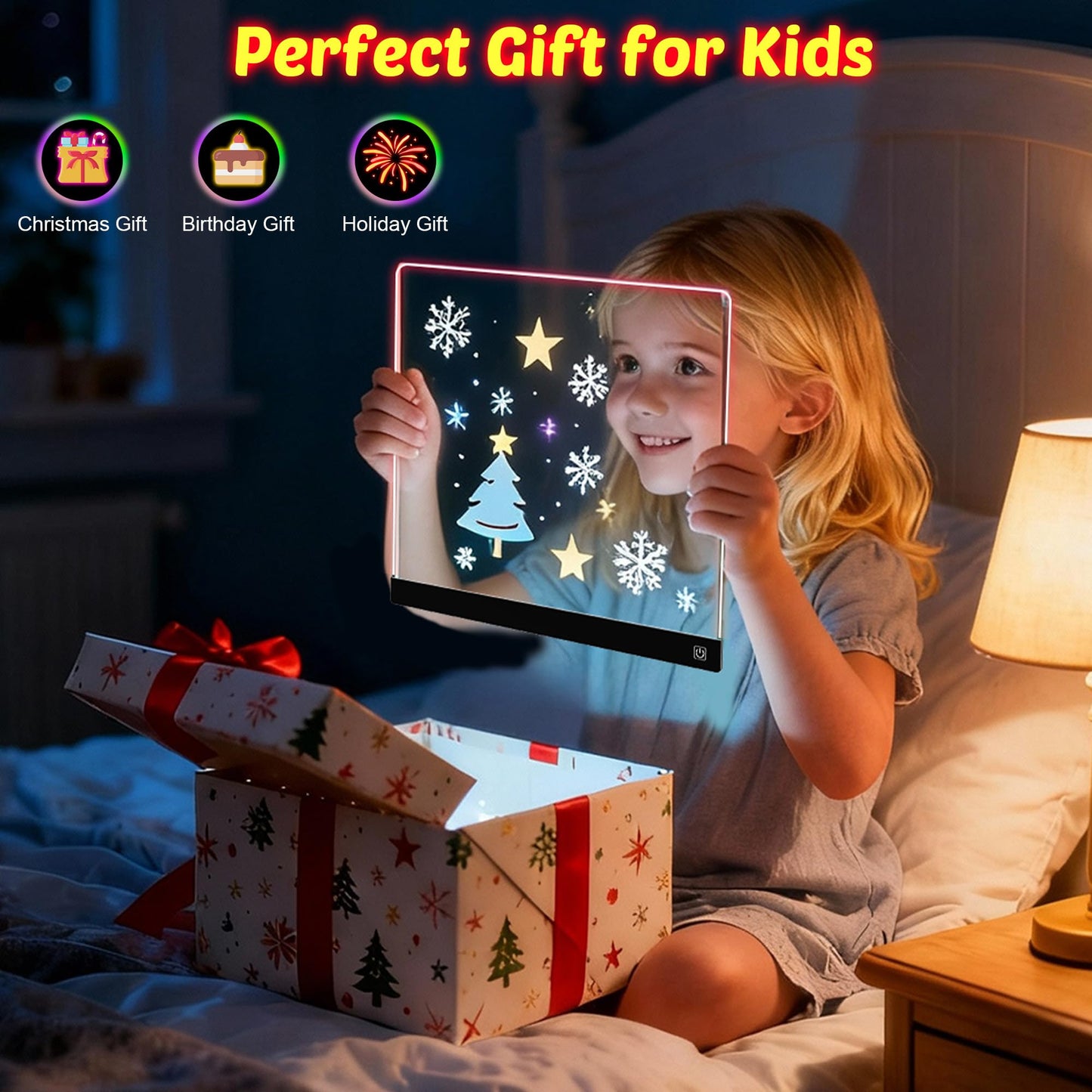MOKOQI Kids LED Drawing Board 13.8 x 10.3 in – Light Up Doodle Tablet