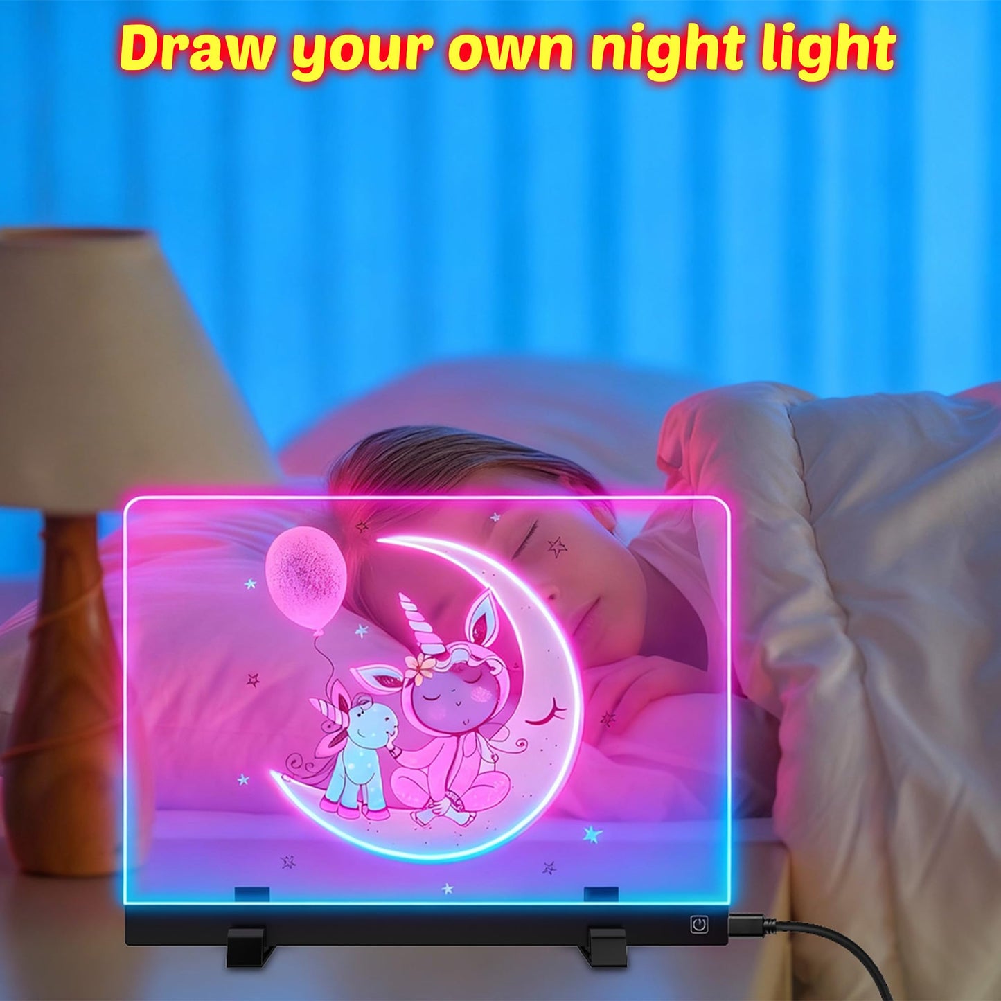 MOKOQI Kids LED Drawing Board 13.8 x 10.3 in – Light Up Doodle Tablet