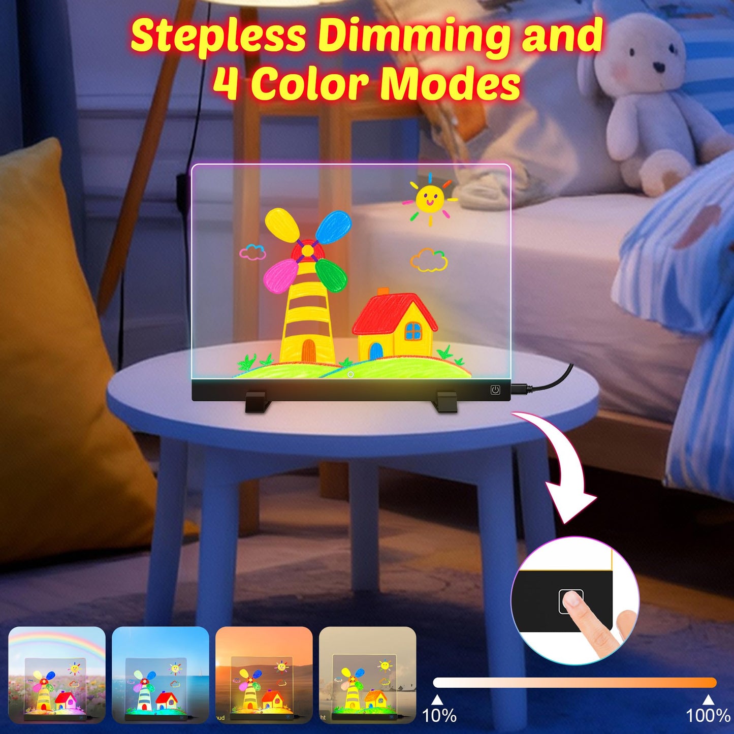 MOKOQI Kids LED Drawing Board 13.8 x 10.3 in – Light Up Doodle Tablet