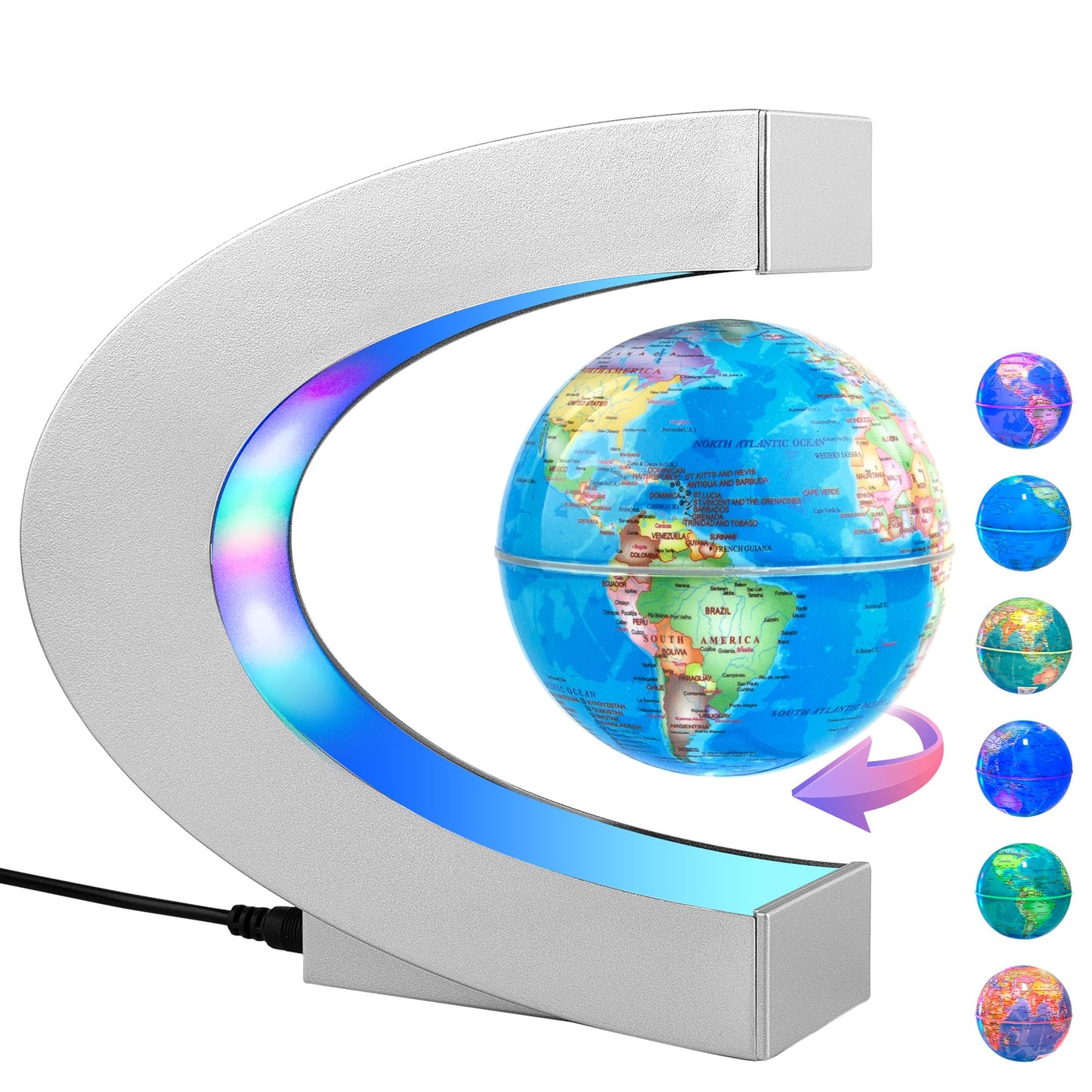 MOKOQI Magnetic Levitating Globe with LED Light – Floating World Desk Gadget