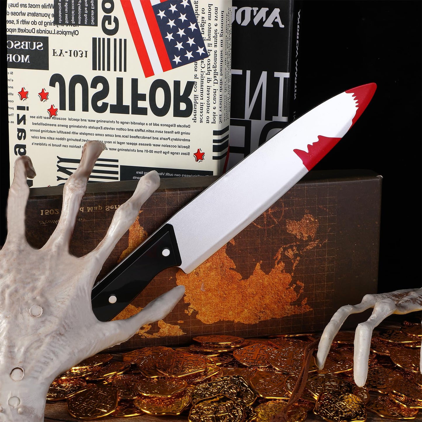 Molain Cosplay Fake Knife – 12-Inch Bloody Prop for Halloween Costumes