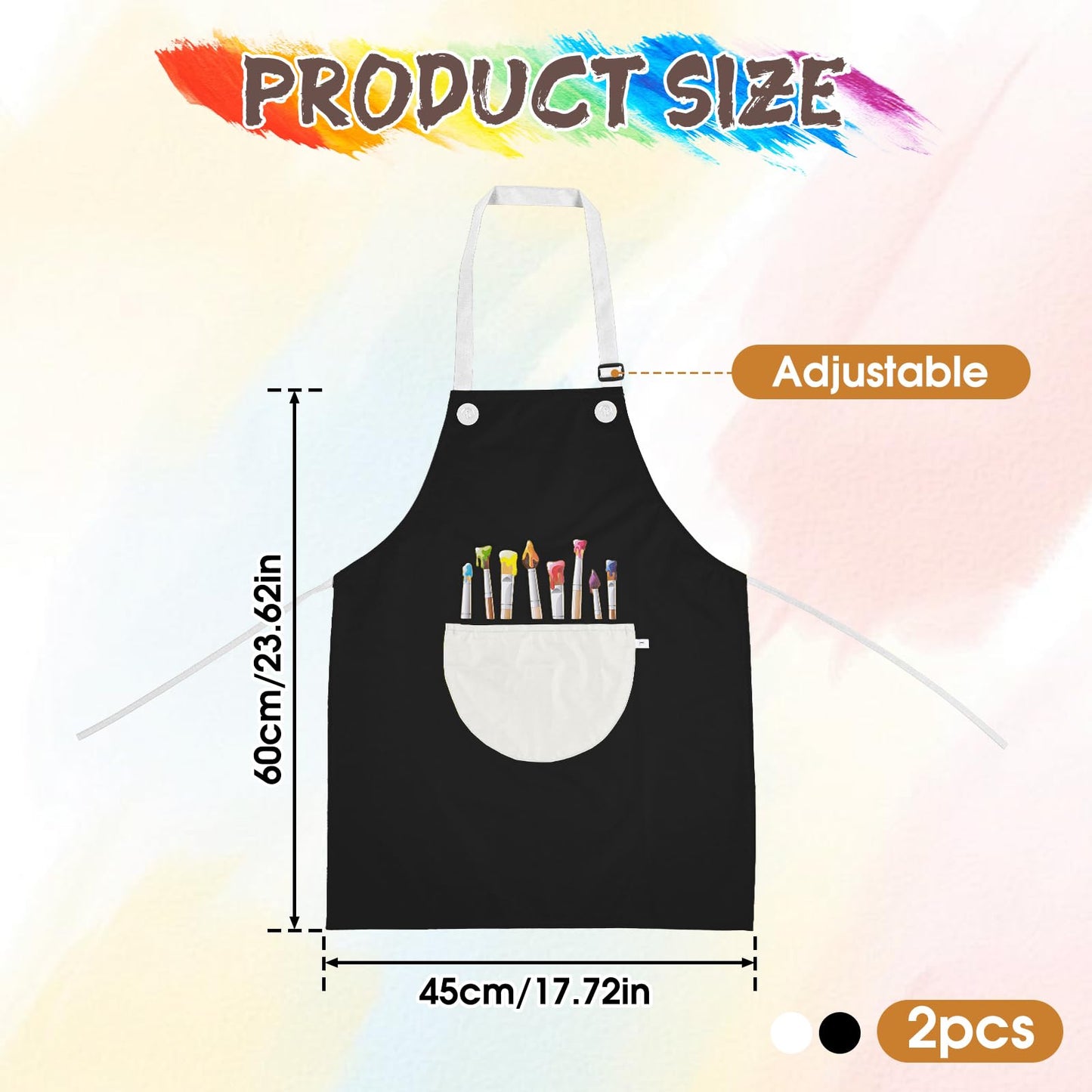 Molain 2 Pack Kids Aprons – Adjustable Waterproof Art Aprons with Pockets (Gray & Black)