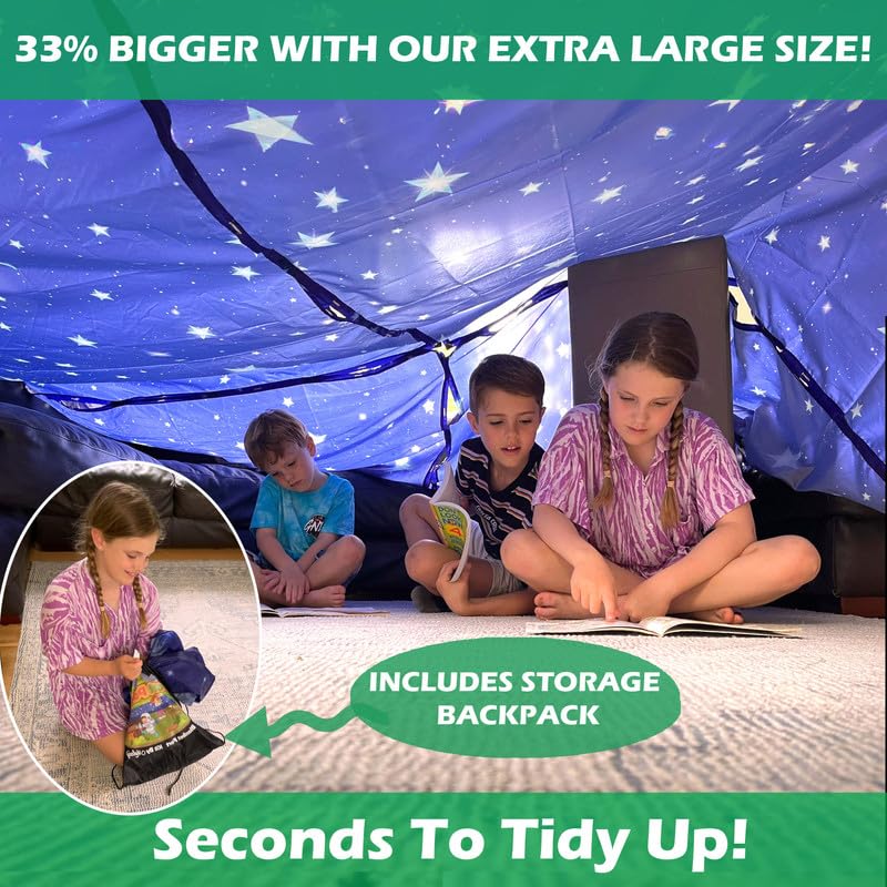 Molcey Blanket Fort Building Kit for Kids 3-12 | Indoor & Outdoor Fort Play
